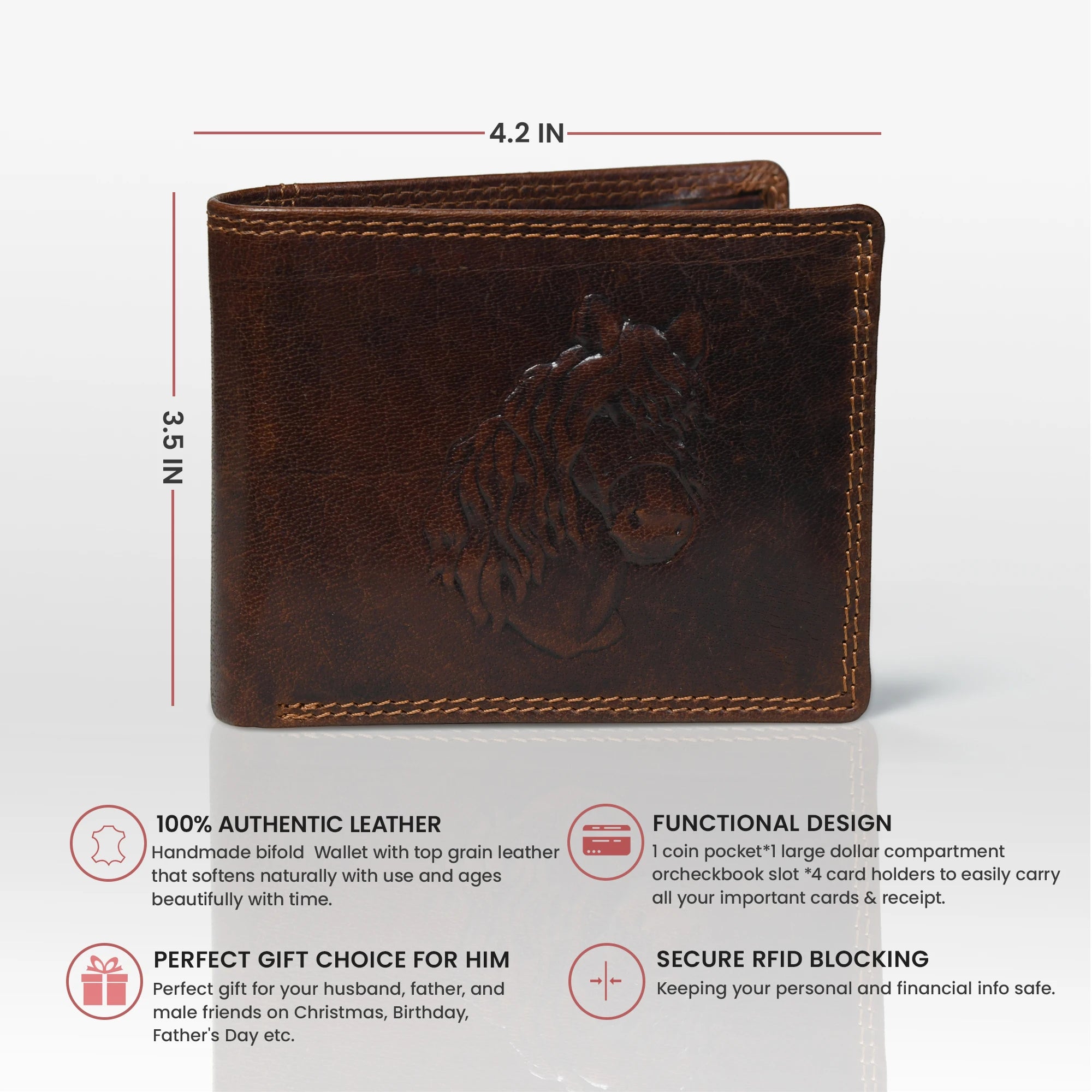 Stallion Crest Vintage Leather Bifold Wallet – Espresso brown