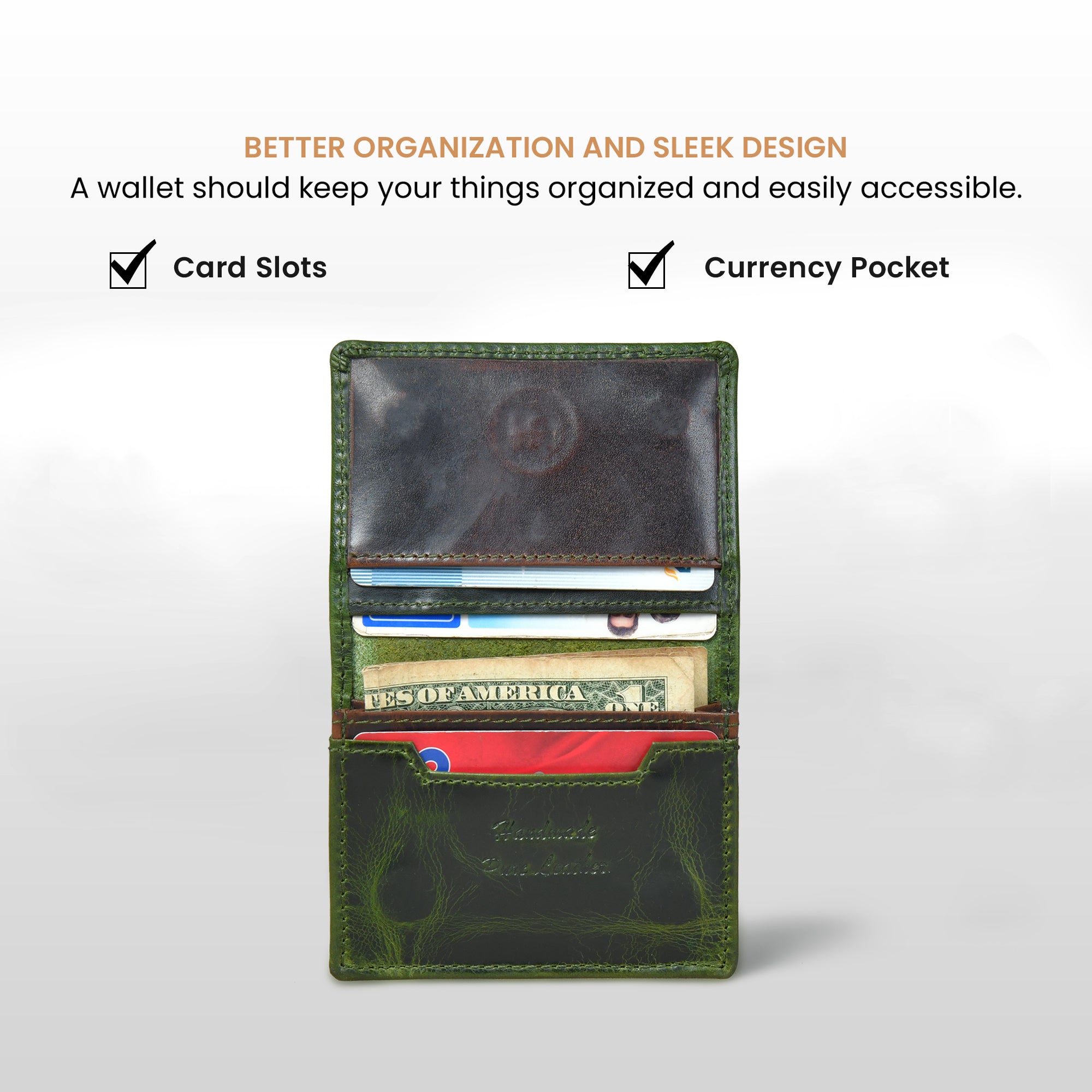Classic Leather Card Wallet - Green Colour