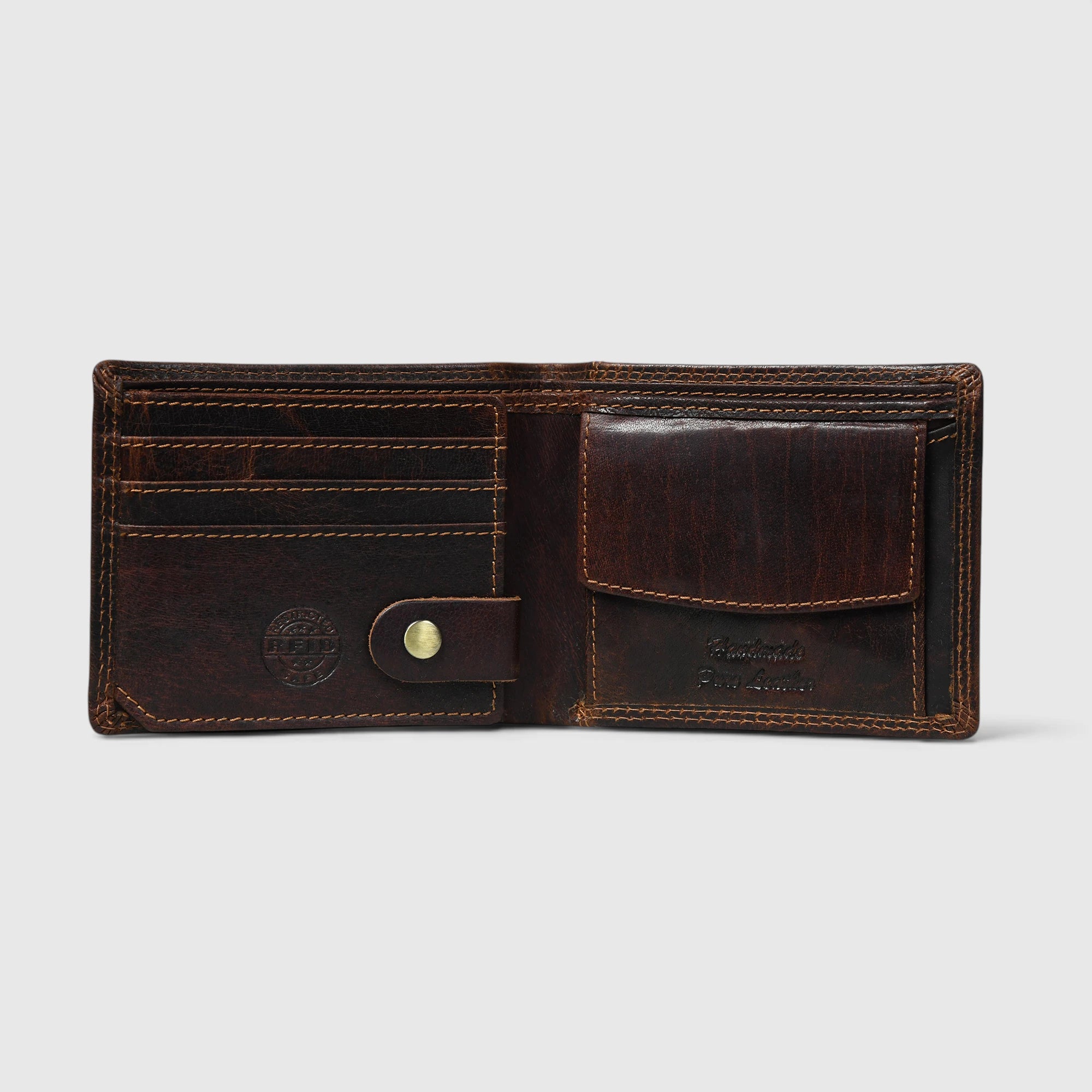 Falcon Ridge Vintage Leather Bifold Wallet – Espresso brown