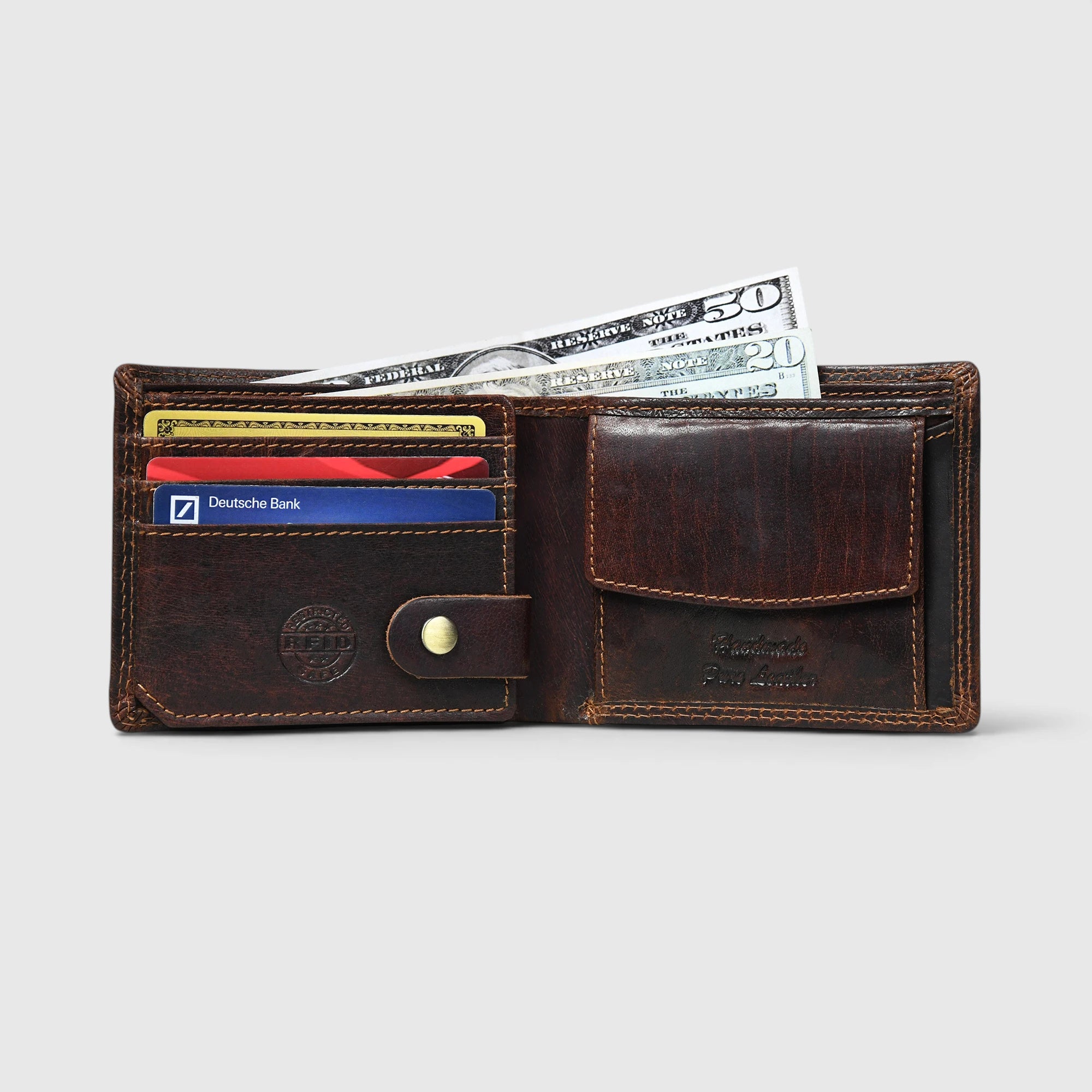 Falcon Ridge Vintage Leather Bifold Wallet – Espresso brown