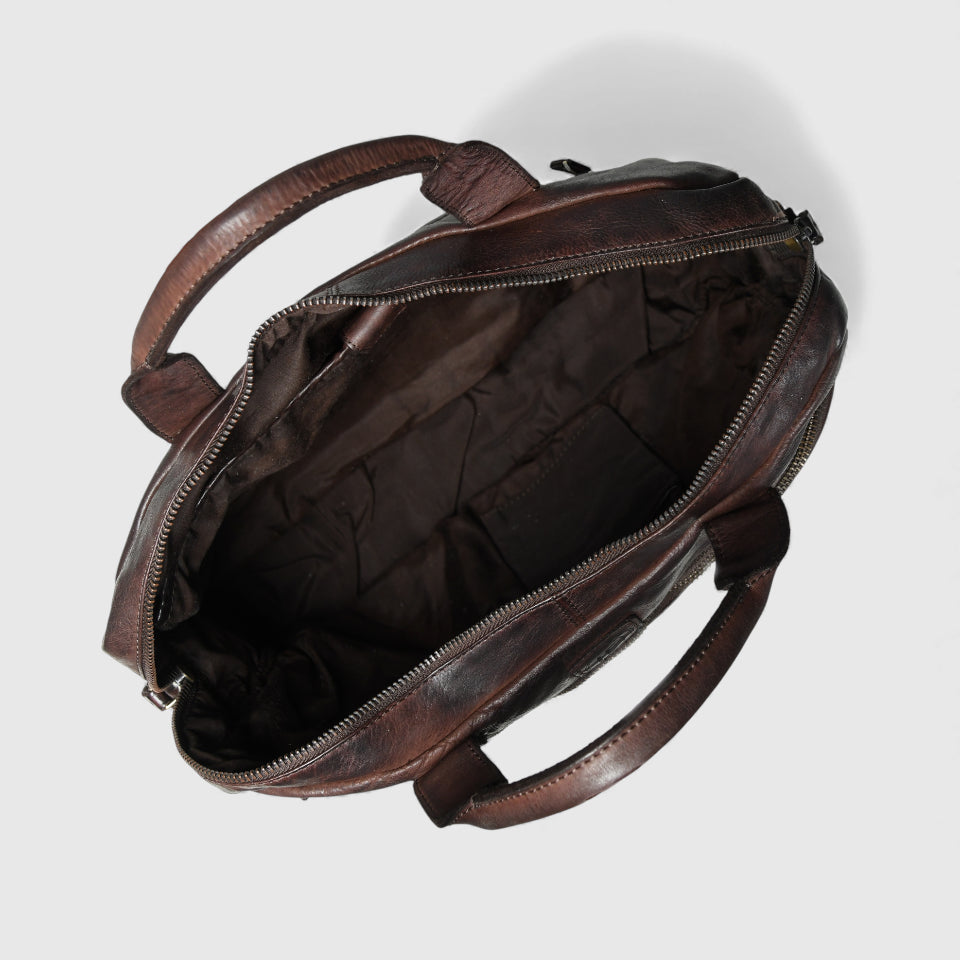 Voyager Premium Leather Laptop Bag - Expresso brown