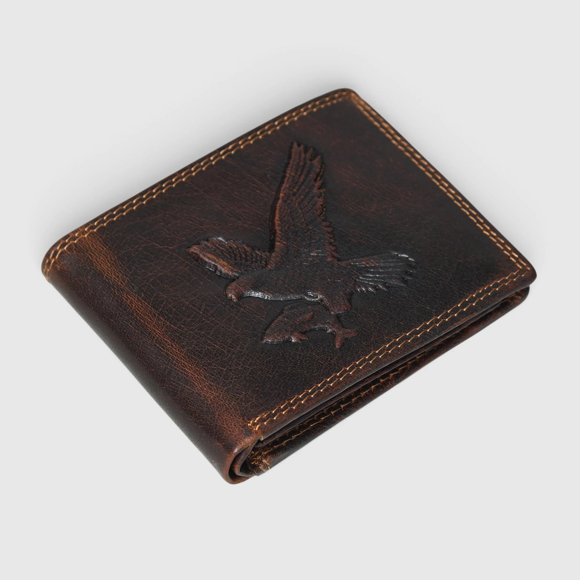 Falcon Ridge Vintage Leather Bifold Wallet – Espresso brown