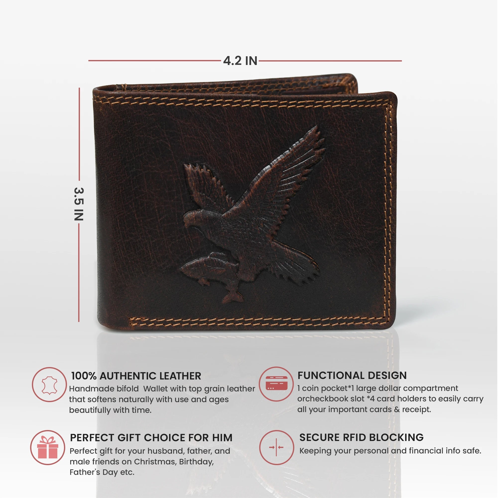 Falcon Ridge Vintage Leather Bifold Wallet – Espresso brown