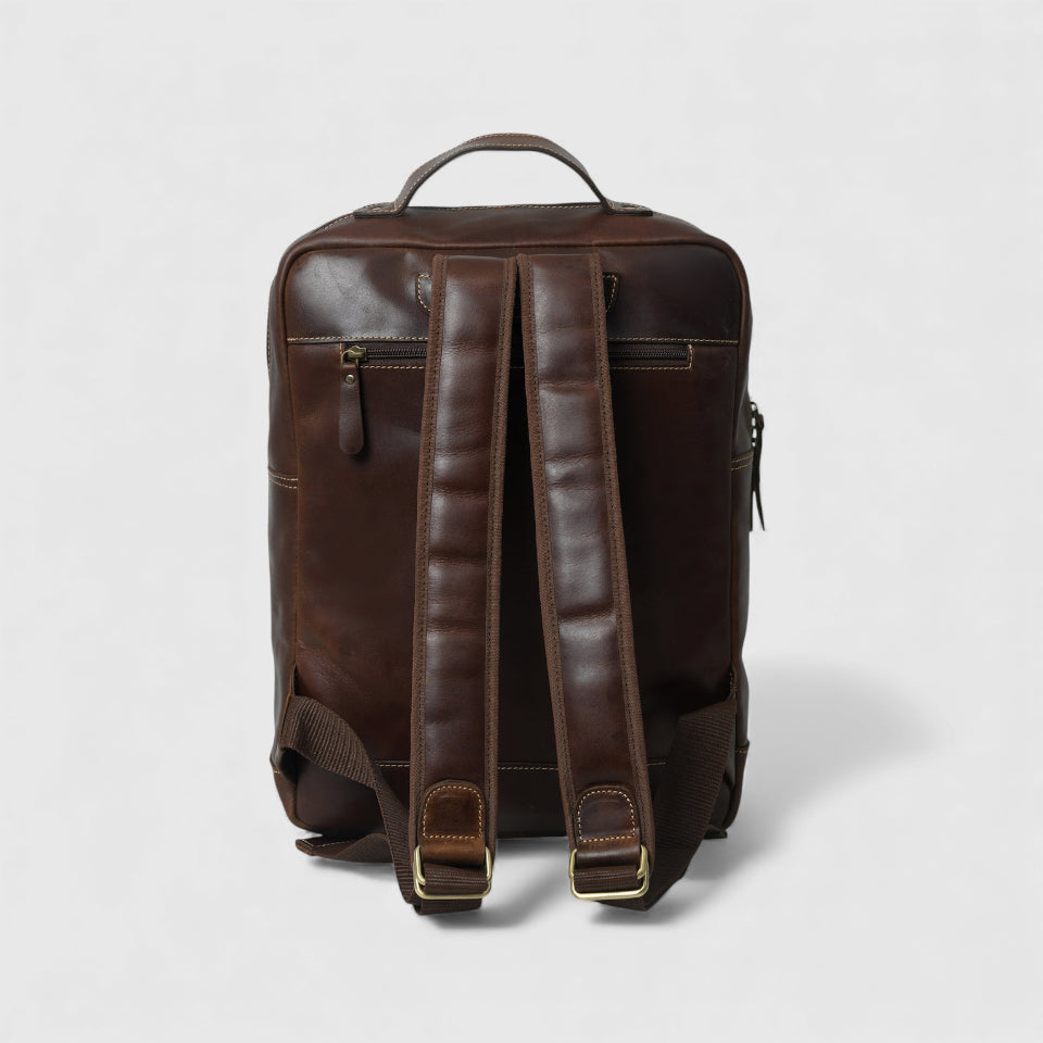 Hestern TerraLux Leather Backpack-Expresso Brown