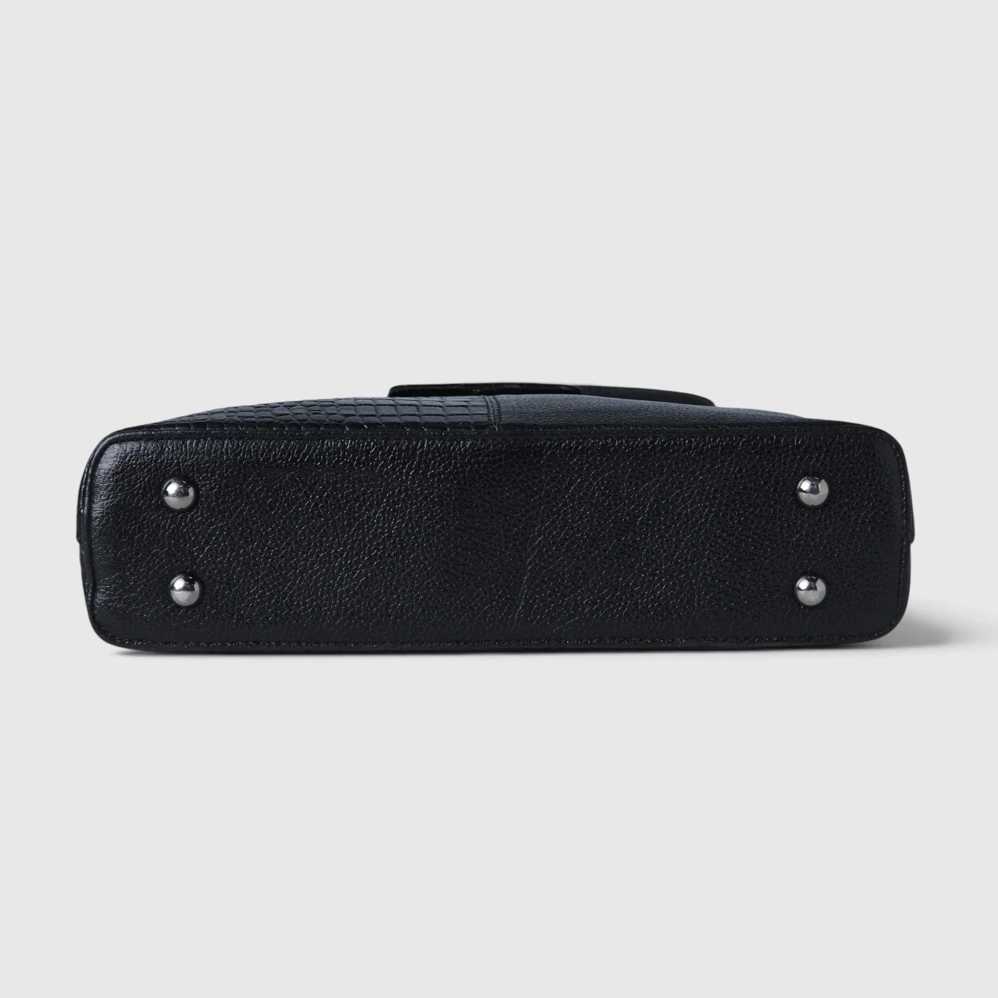 Luna Croco Full Grain Leather Handbag – Black colour