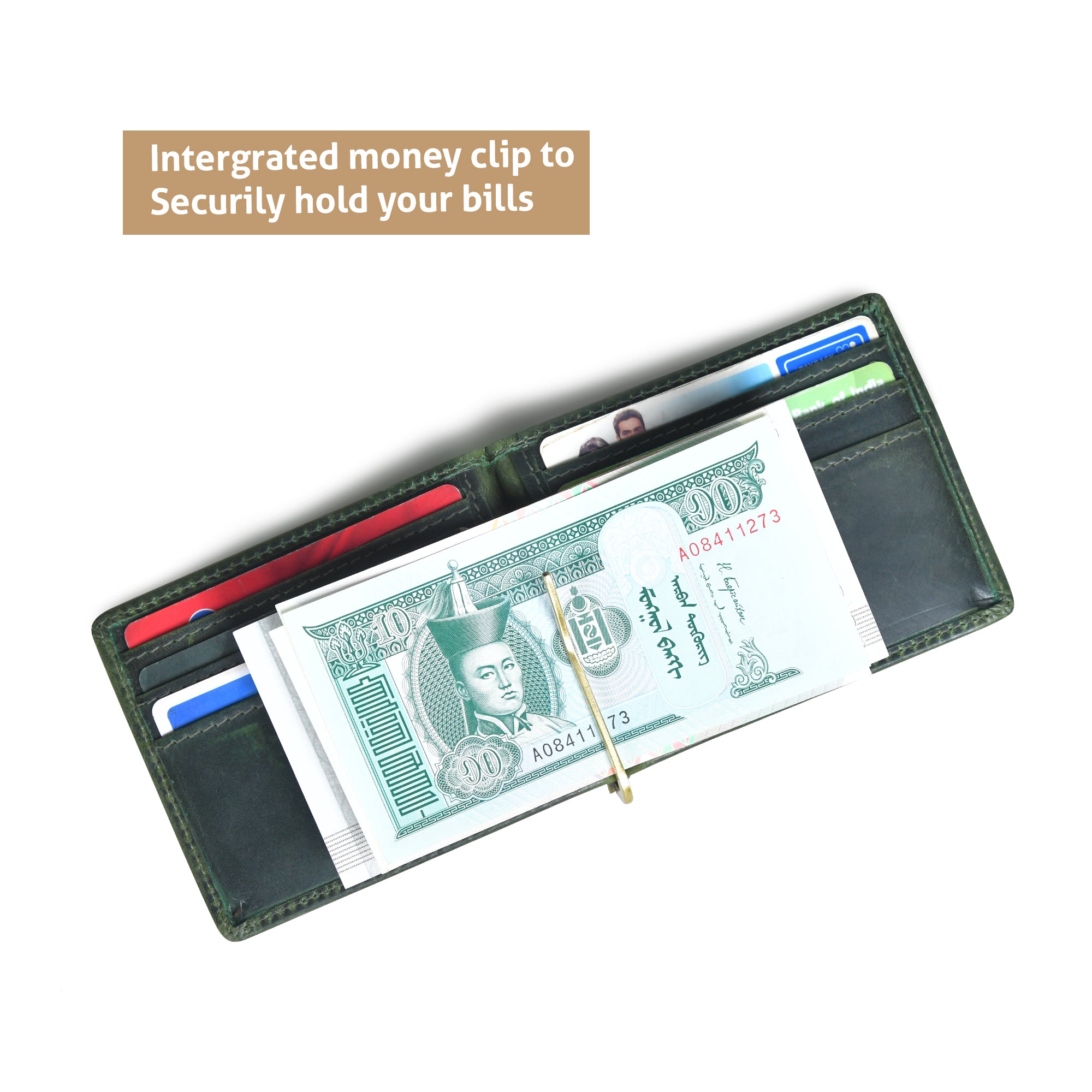 Slim Money Clip Wallet - Green Colour