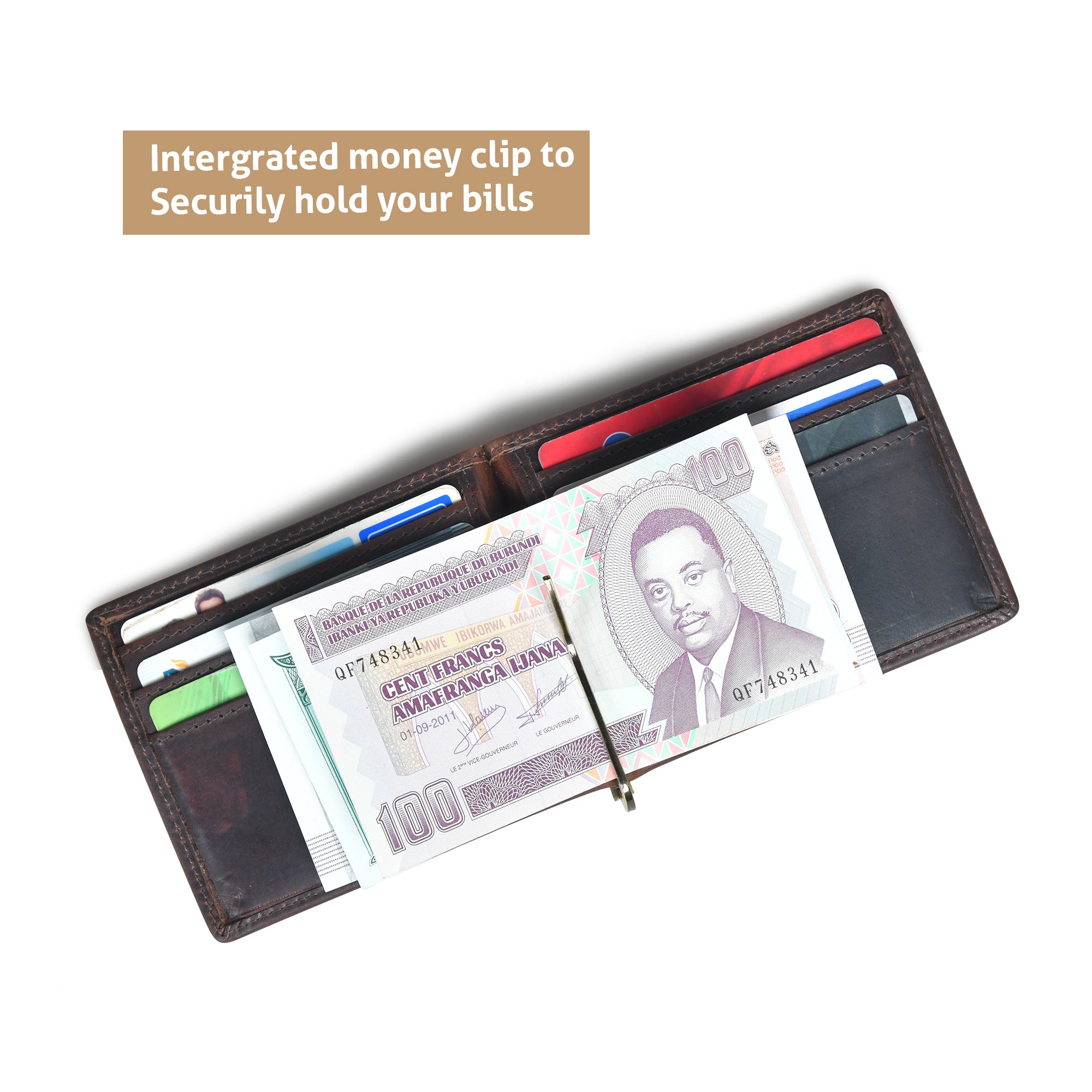 Slim Money Clip Wallet - Tan Colour