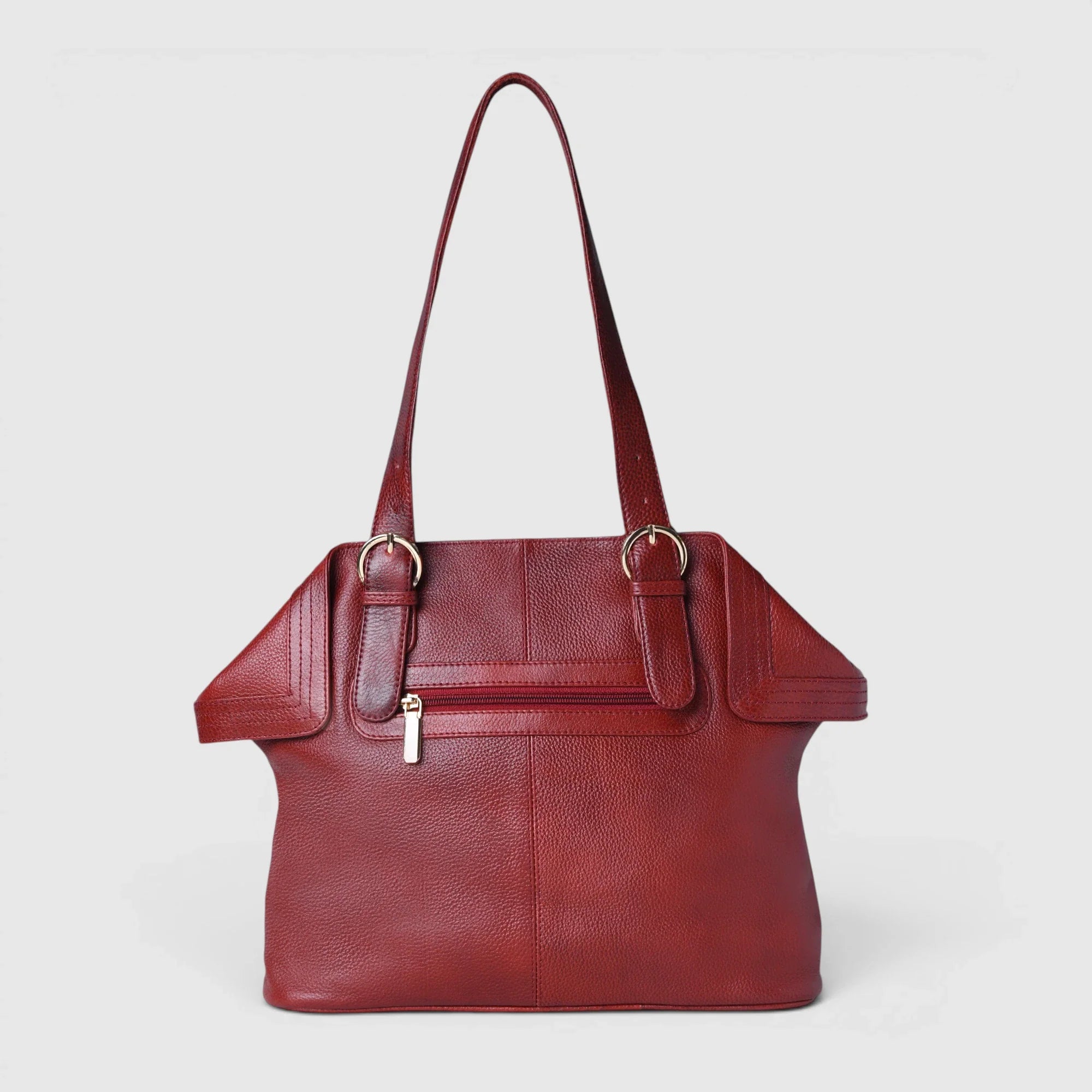 Aveline Leather Shoulder Tote – Cherry Red