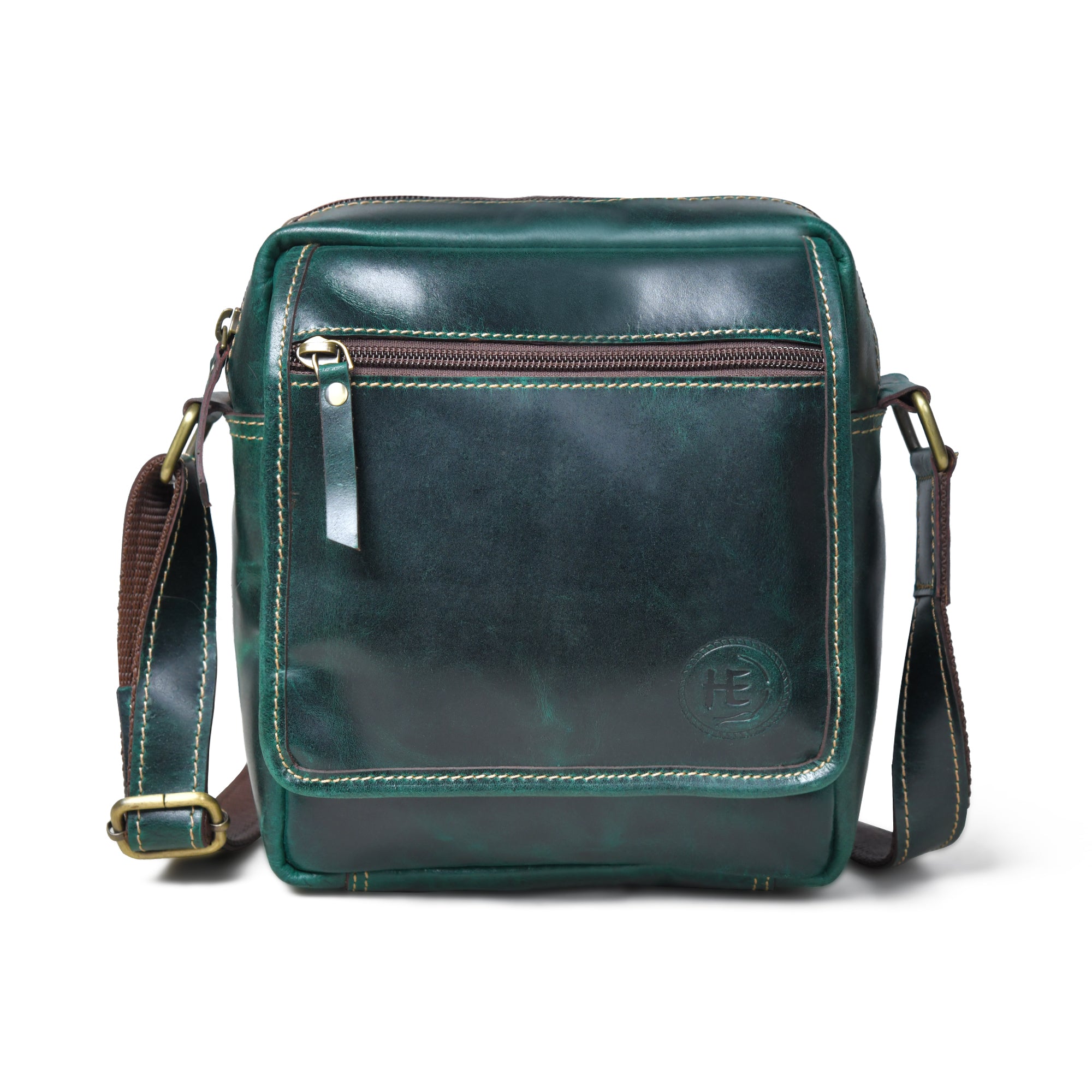Explorer Vintage Leather Sling Bag - Green Colour