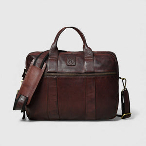 Executive Heritage Pure Leather Laptop Bag - Espresso brown