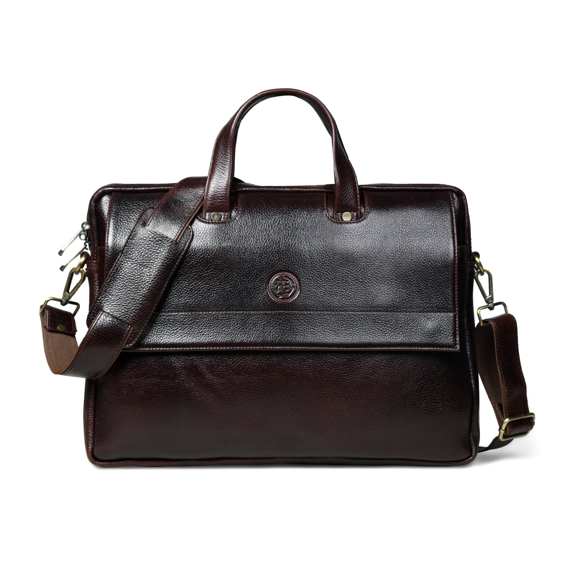 Executive Edge Leather Laptop Briefcase - Tan Colour