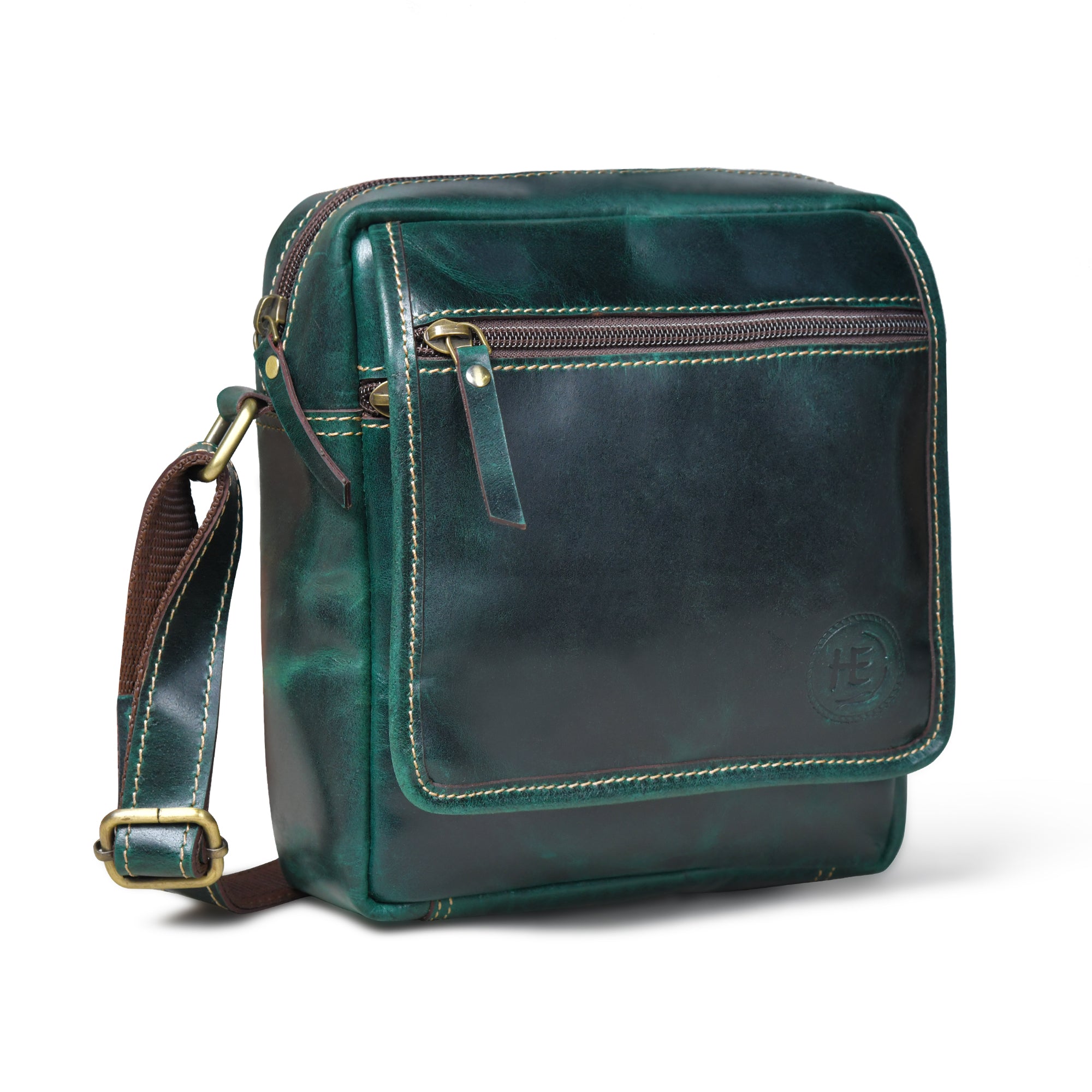 Explorer Vintage Leather Sling Bag - Green Colour