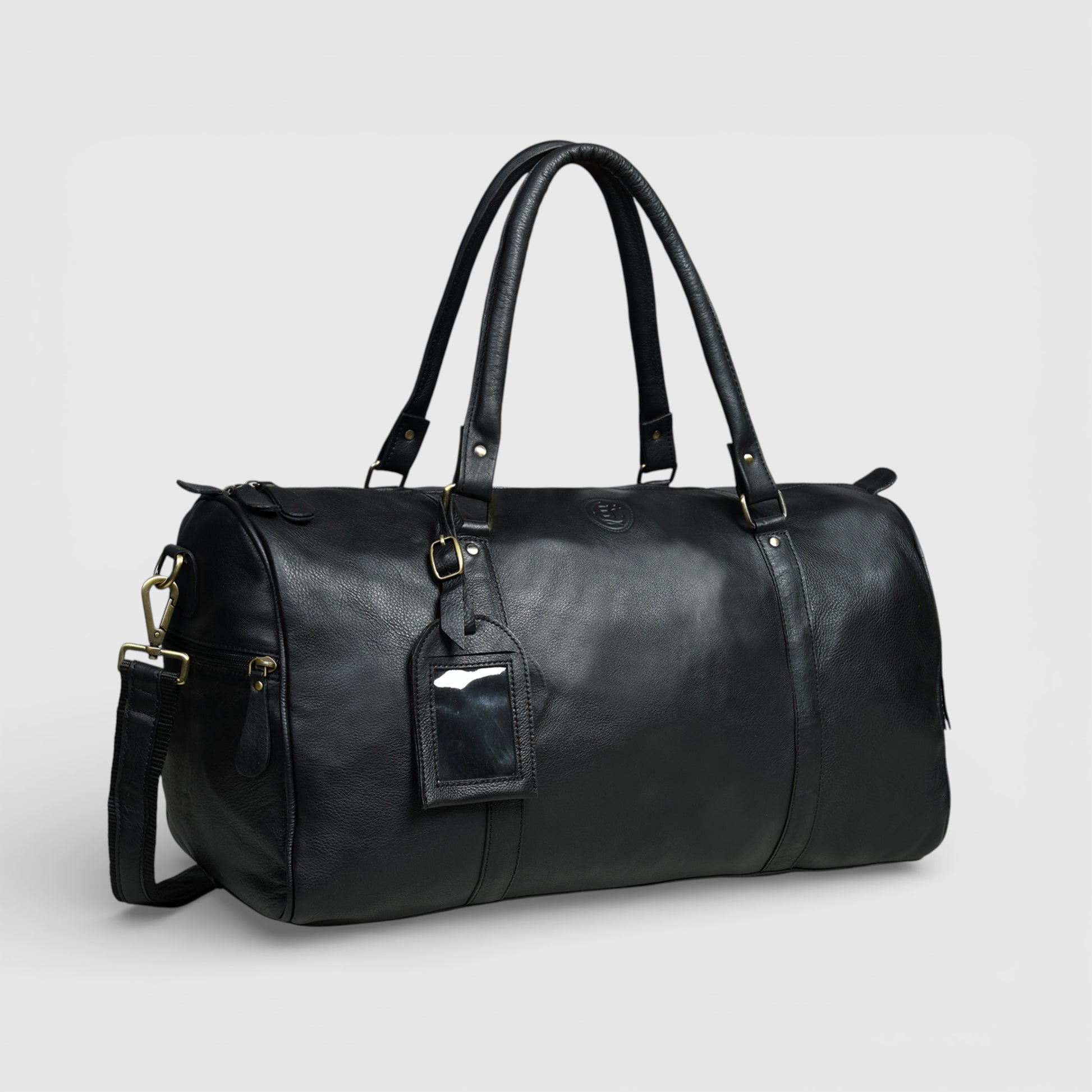 The Voyager Leather Travel Duffle Bag - Black Colour