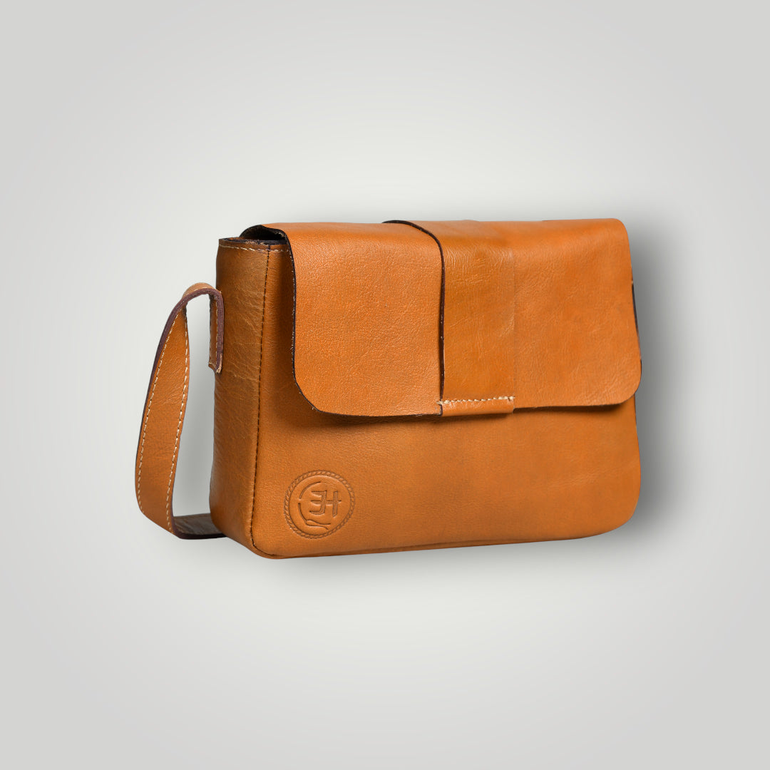 The Heritage Raw  Leather Satchel Bag- Tan Colour