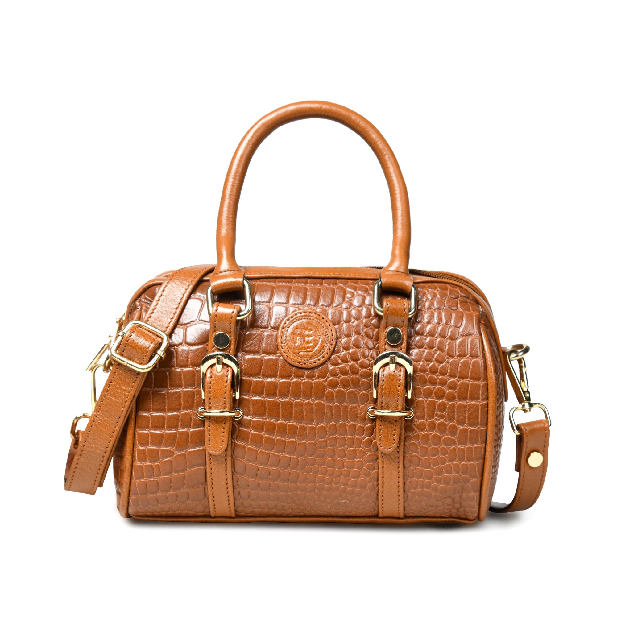 Emerald Luxe Croc Satchel - Brown Colour
