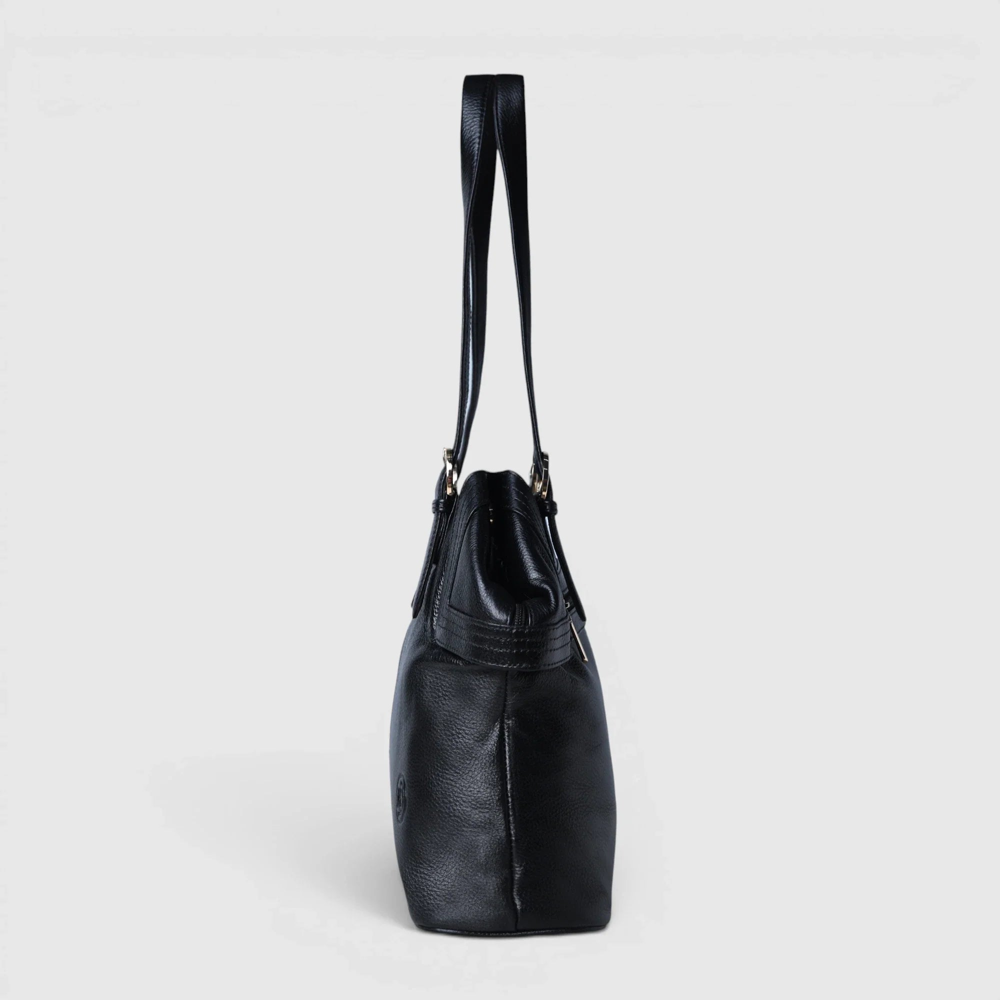 Aveline Leather Shoulder Tote – Black