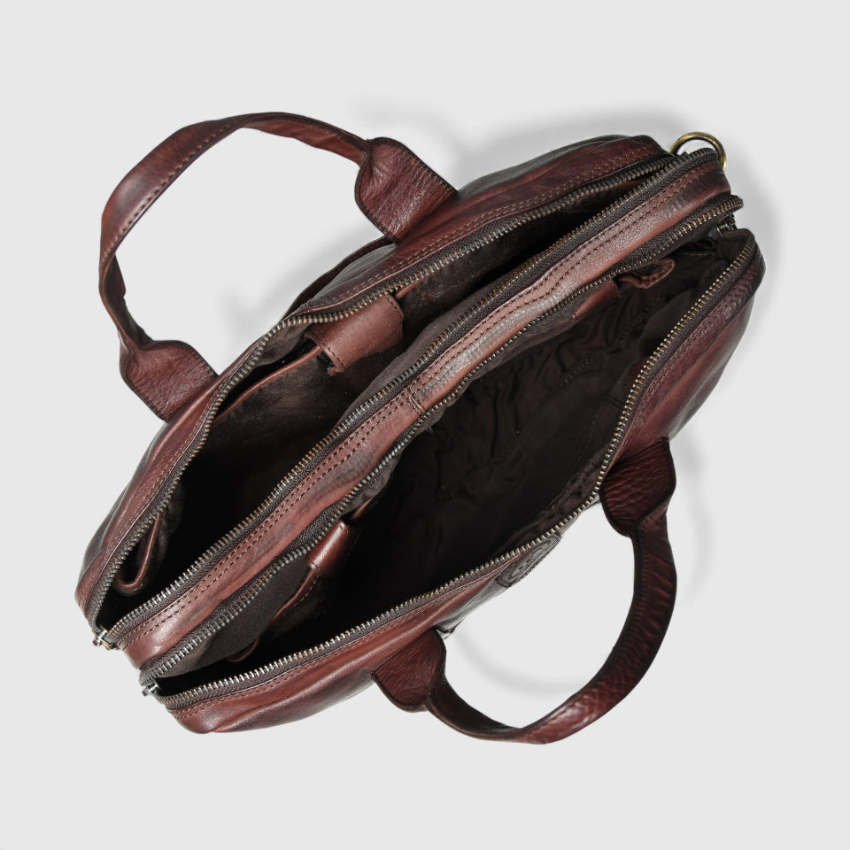 Executive Heritage Pure Leather Laptop Bag - Espresso brown