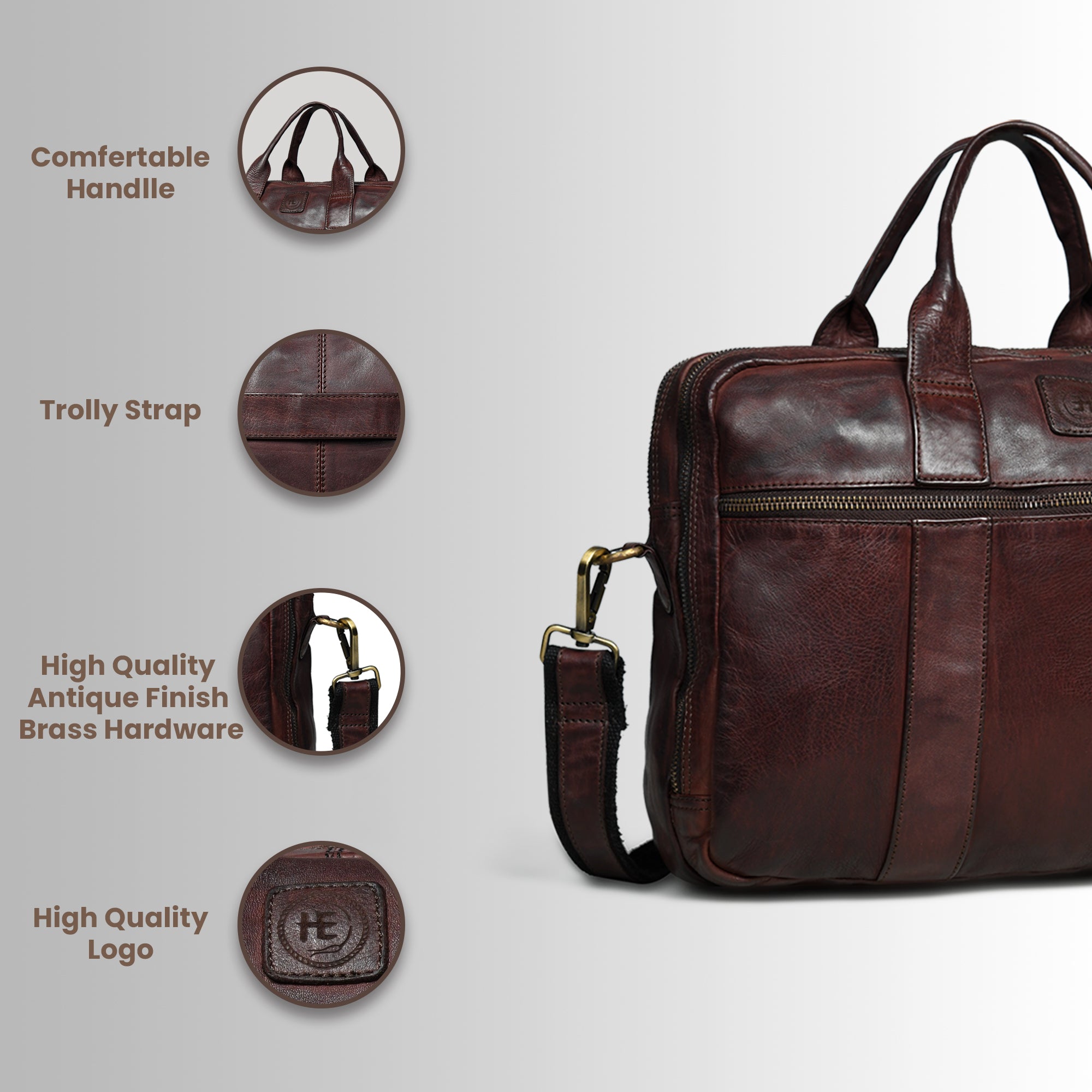 Executive Heritage Leather Laptop Bag - Tan Colour