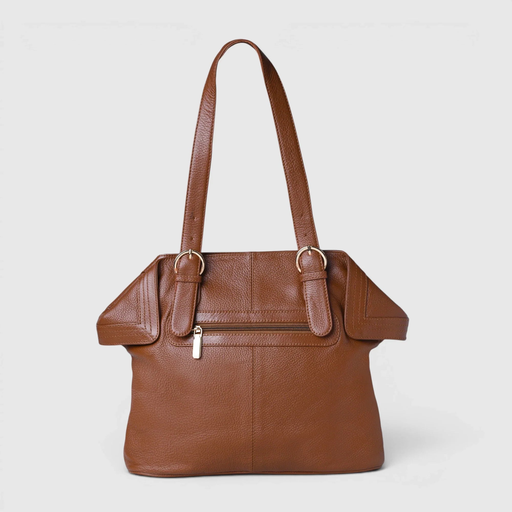 Aveline Leather Shoulder Tote – Tan