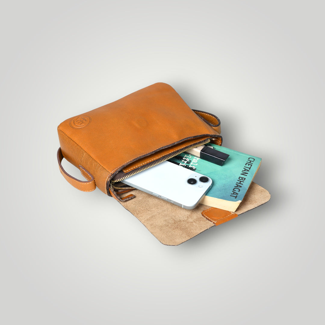 The Heritage Raw  Leather Satchel Bag- Tan Colour