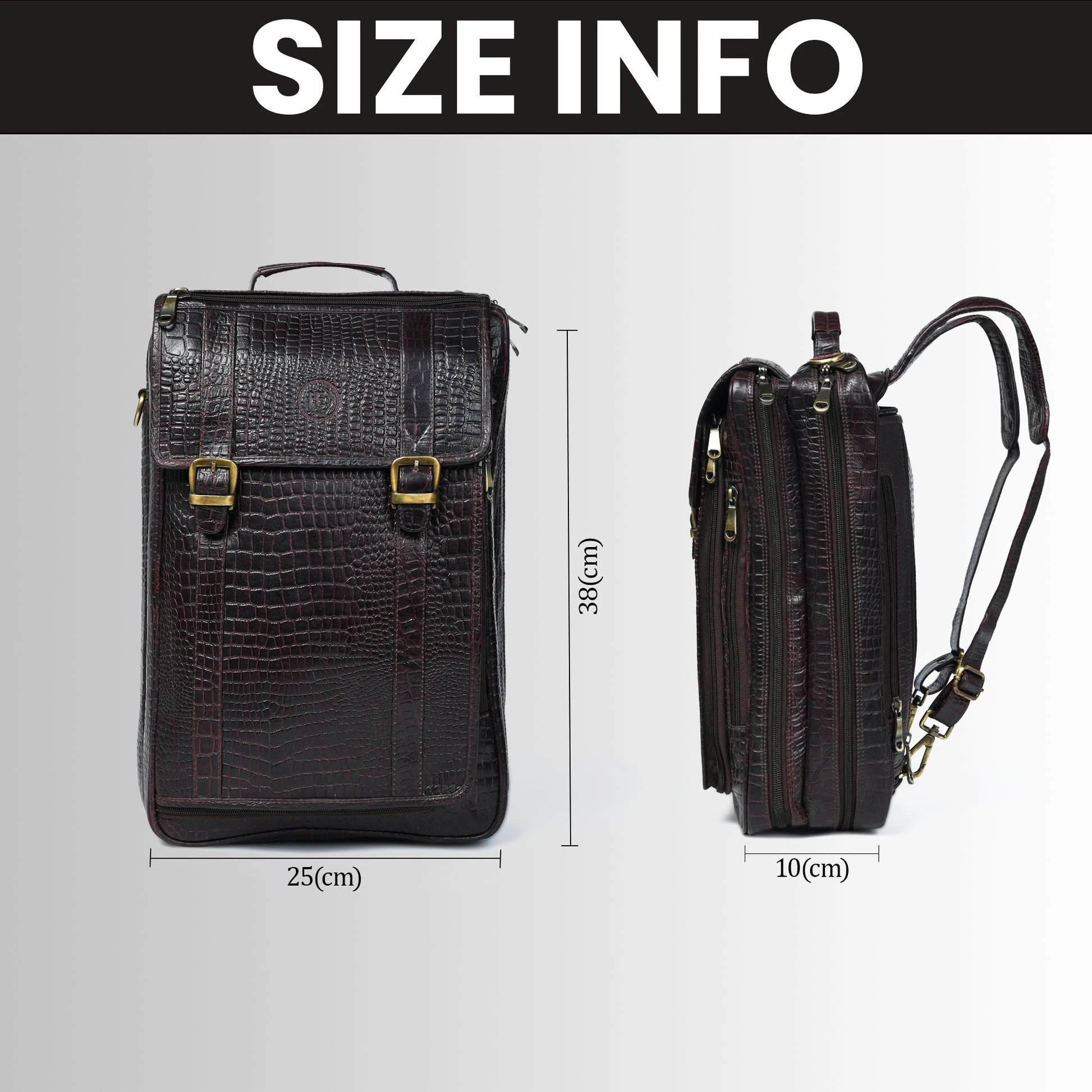 Heritage Voyager Convertible Leather Backpack Croco Textured Laptop Backpack & Briefcase| Maroon colour