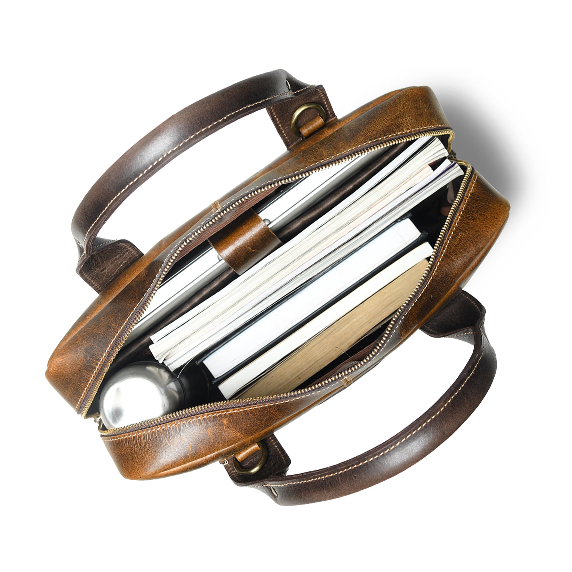 Heritage Buffalo Leather Laptop Bag - Brown Colour