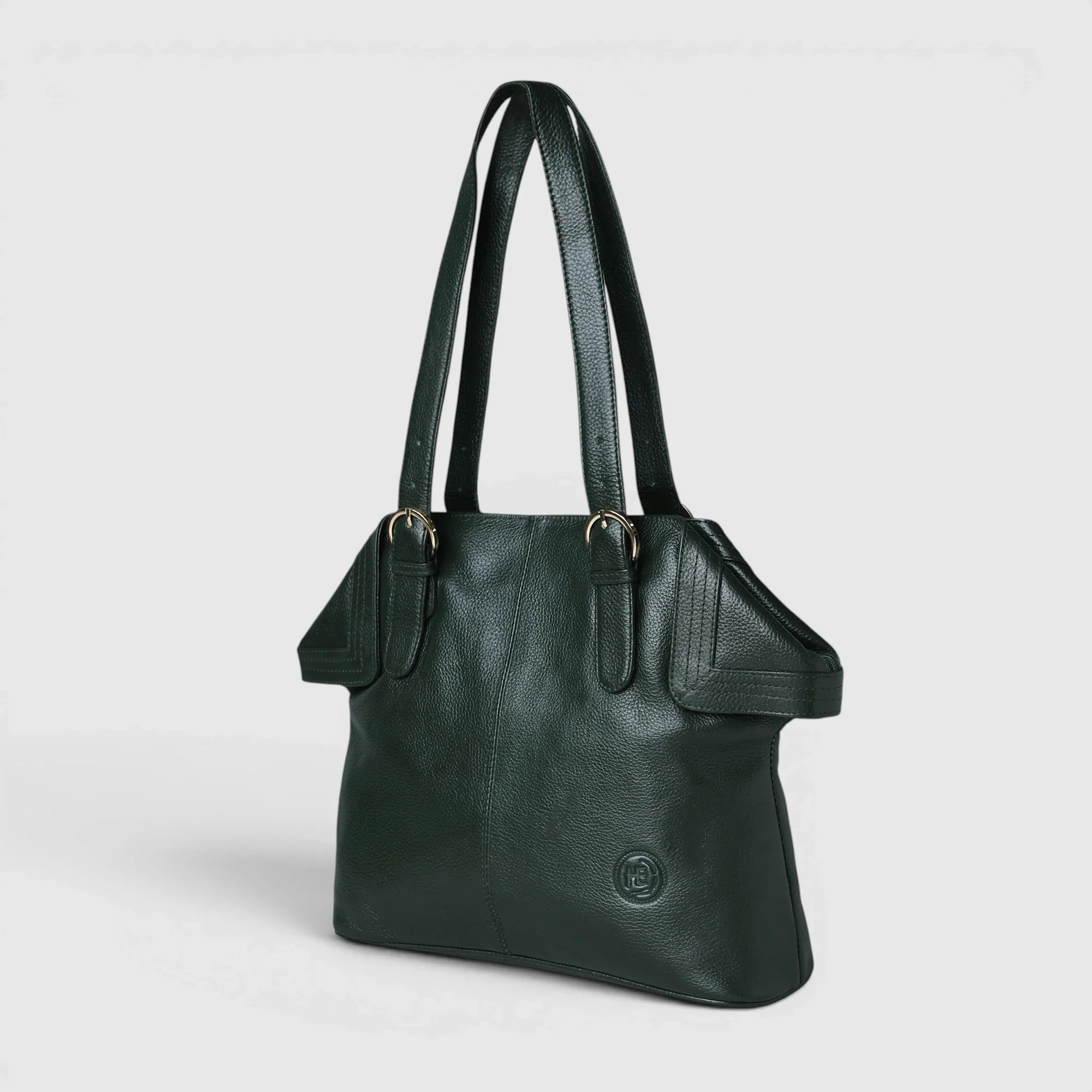Aveline Leather Shoulder Tote – Rich Green