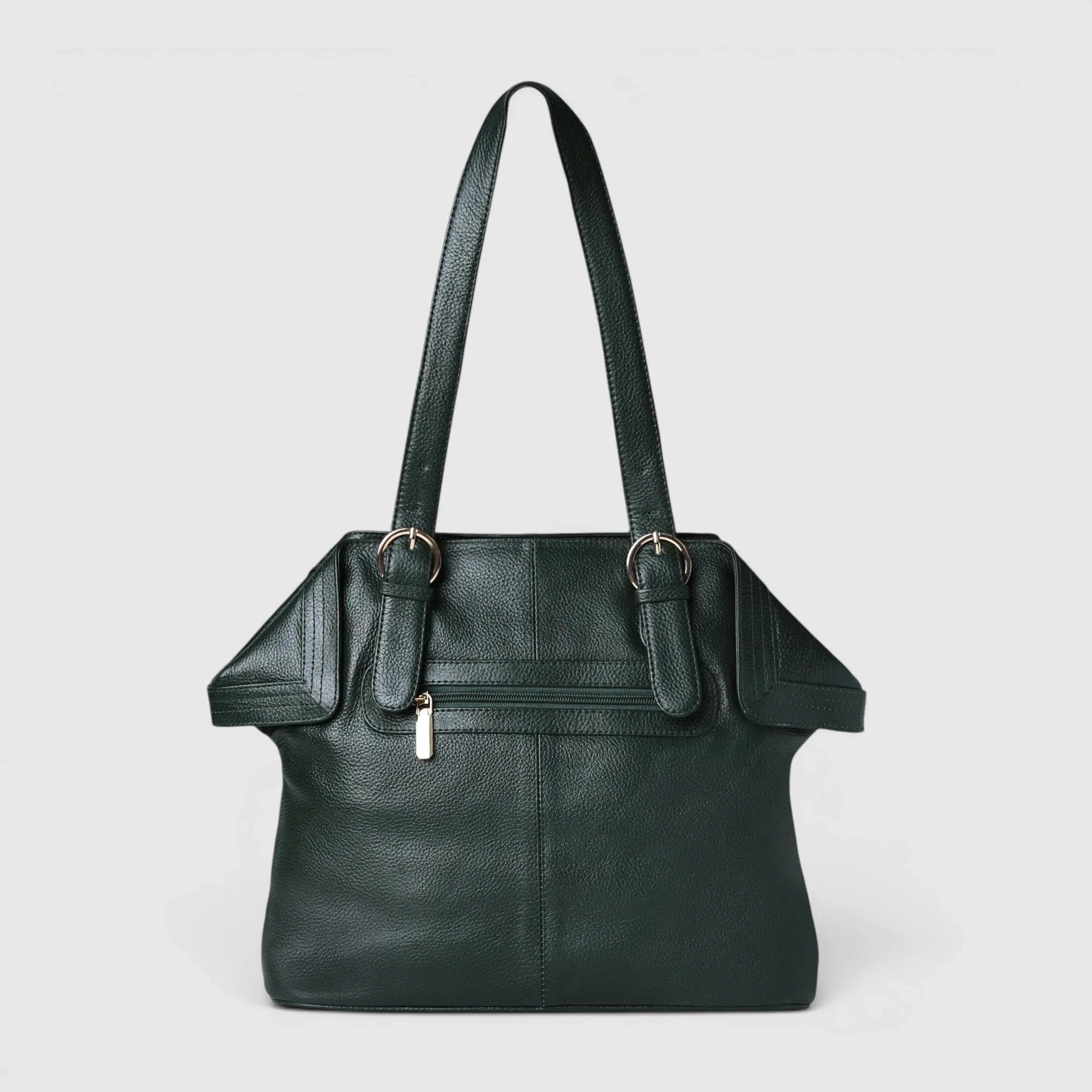 Aveline Leather Shoulder Tote – Rich Green