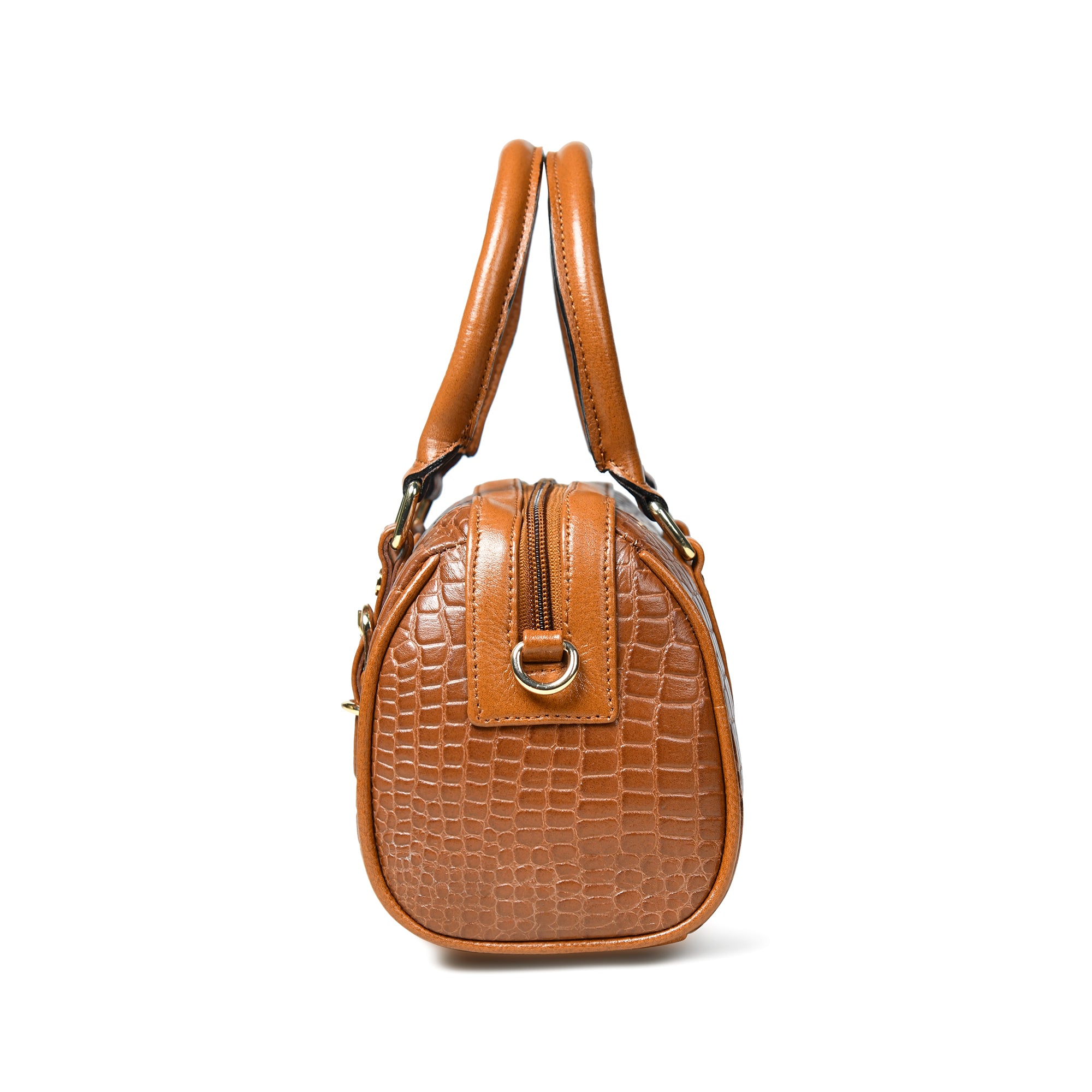 Emerald Luxe Croc Satchel - Brown Colour