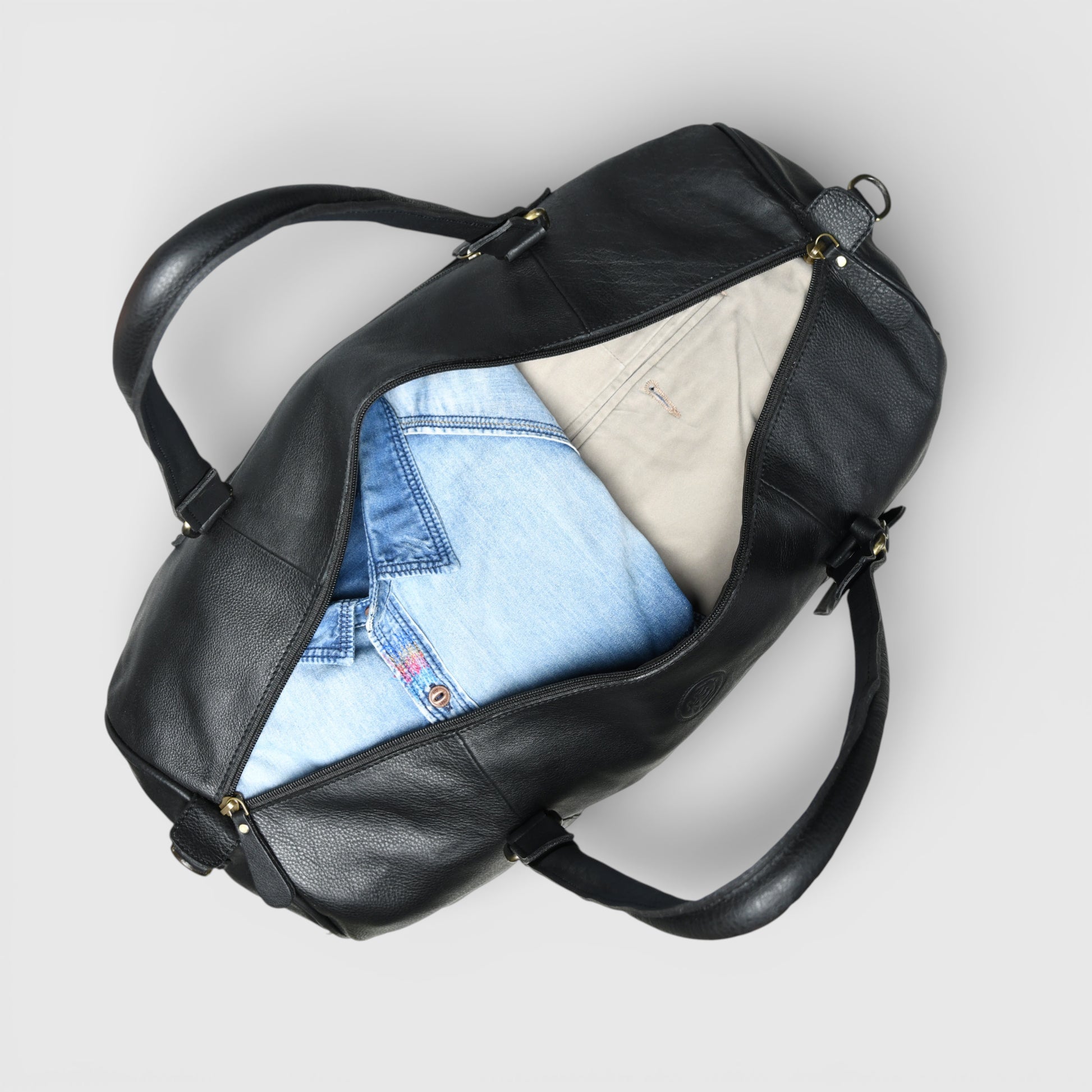 The Voyager Leather Travel Duffle Bag - Black Colour