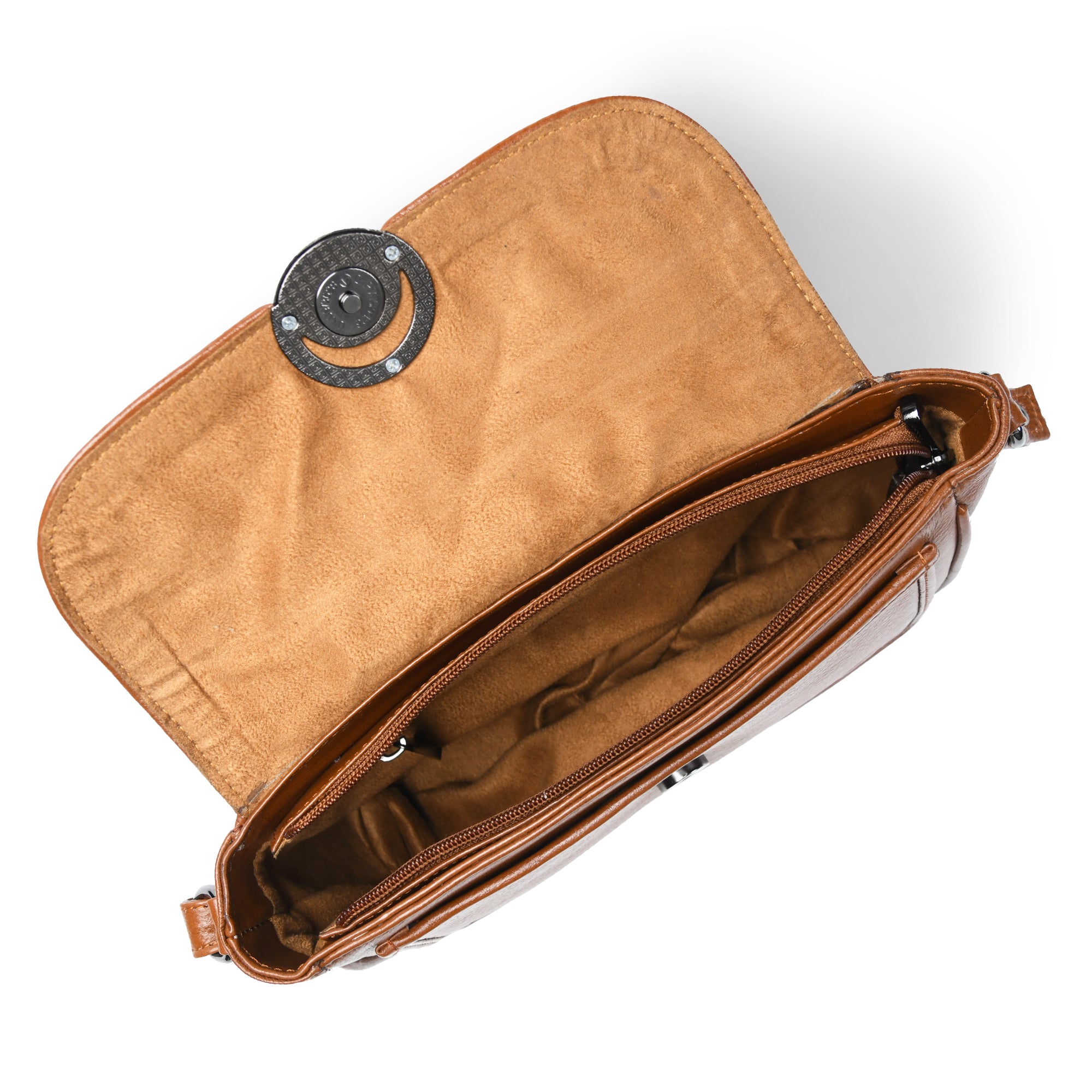 Verdant Elegance Women's Leather Handbag - Tan Colour