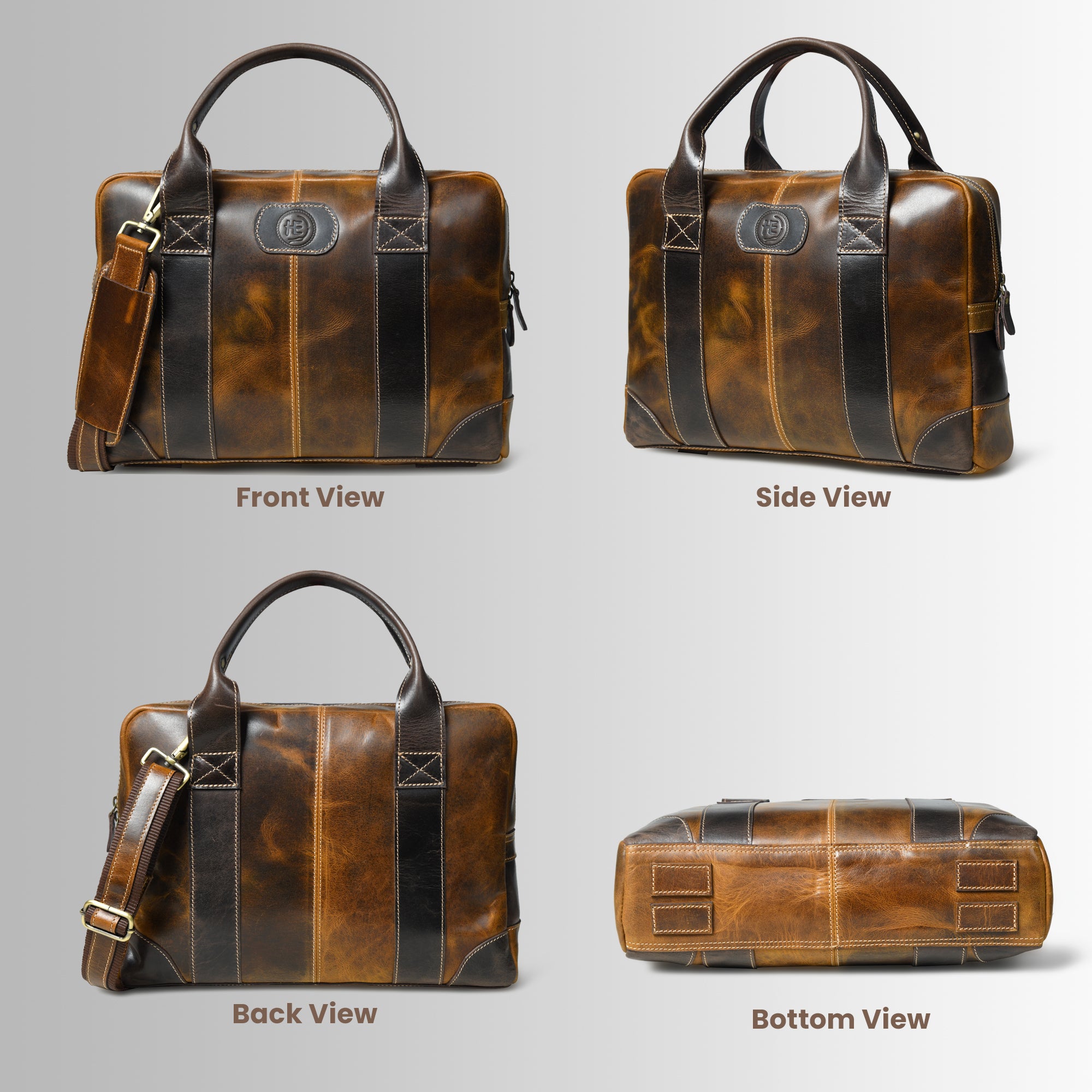 Heritage Buffalo Leather Laptop Bag - Brown Colour