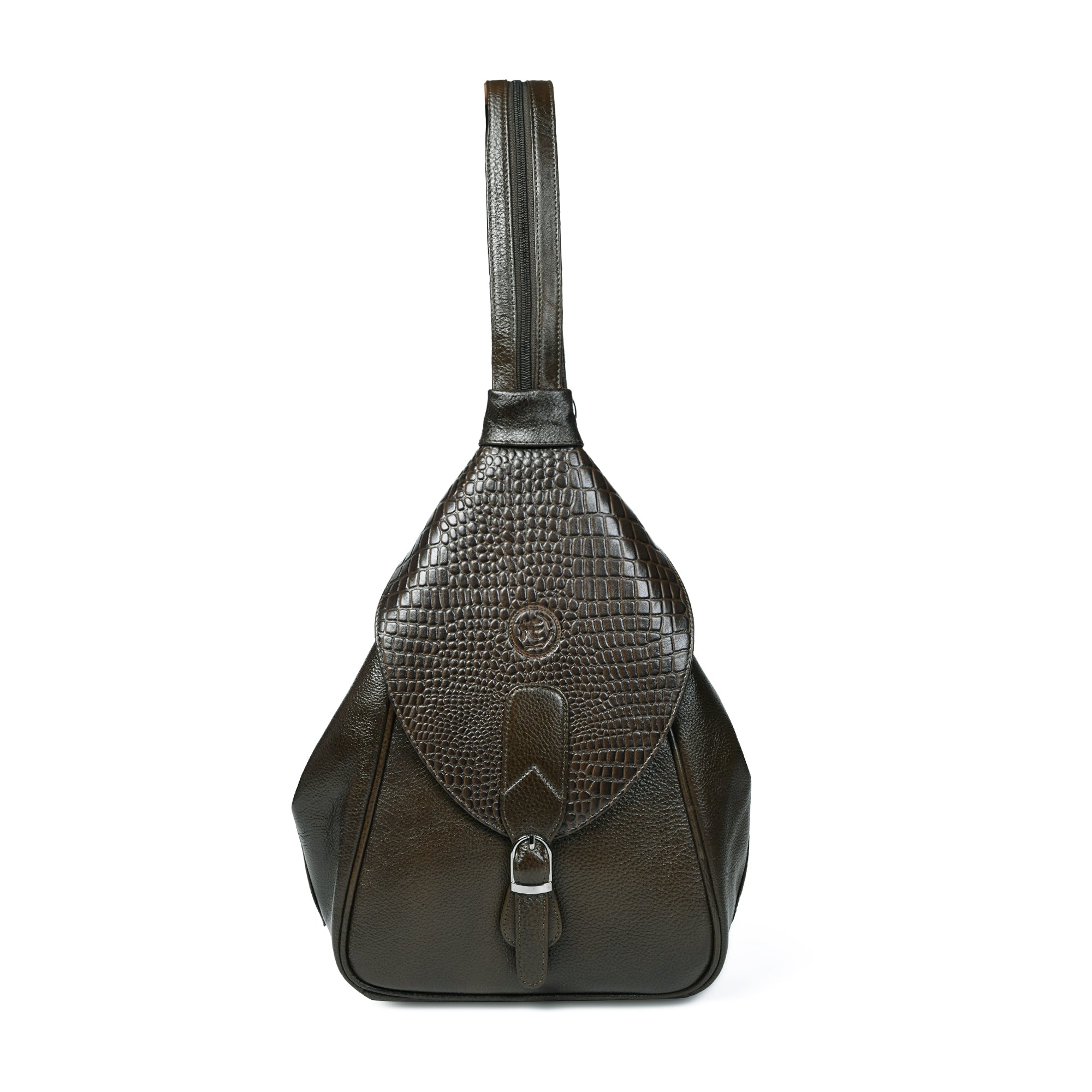 Maroon Croco Leather Shoulder Bag