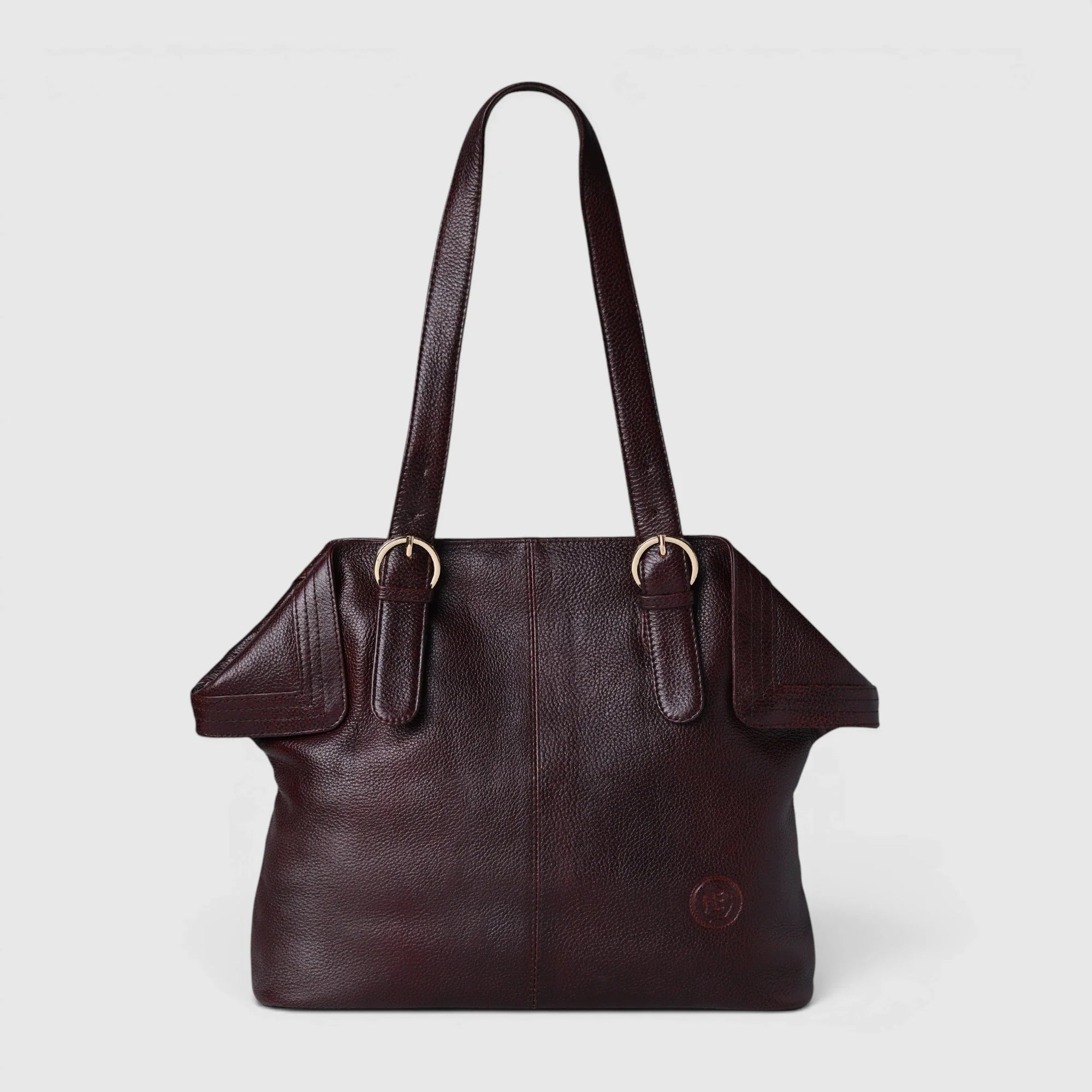 Aveline Leather Shoulder Tote – Maroon
