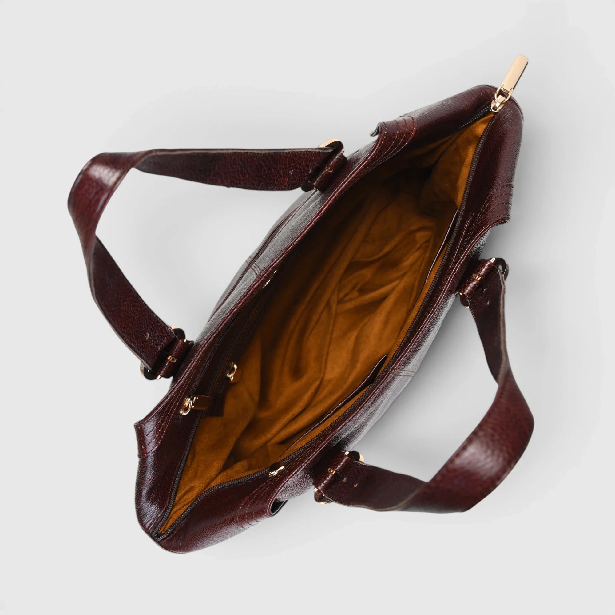 Aveline Leather Shoulder Tote – Maroon