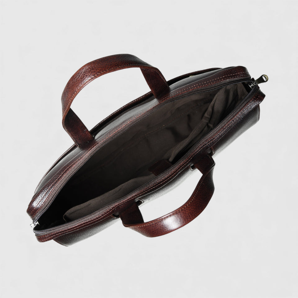 Executive Edge Leather Laptop Briefcase - Espresso brown