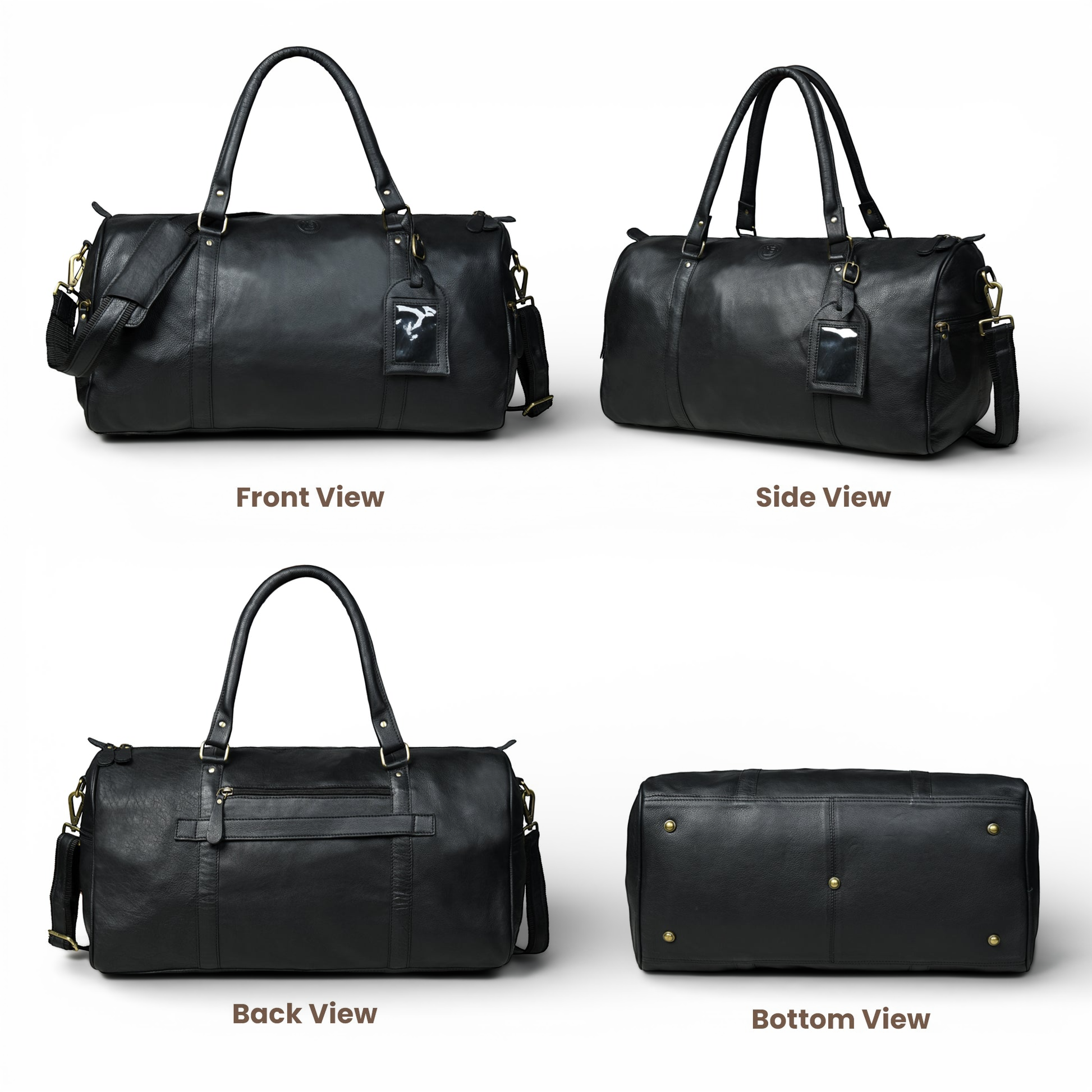 The Voyager Leather Travel Duffle Bag - Black Colour