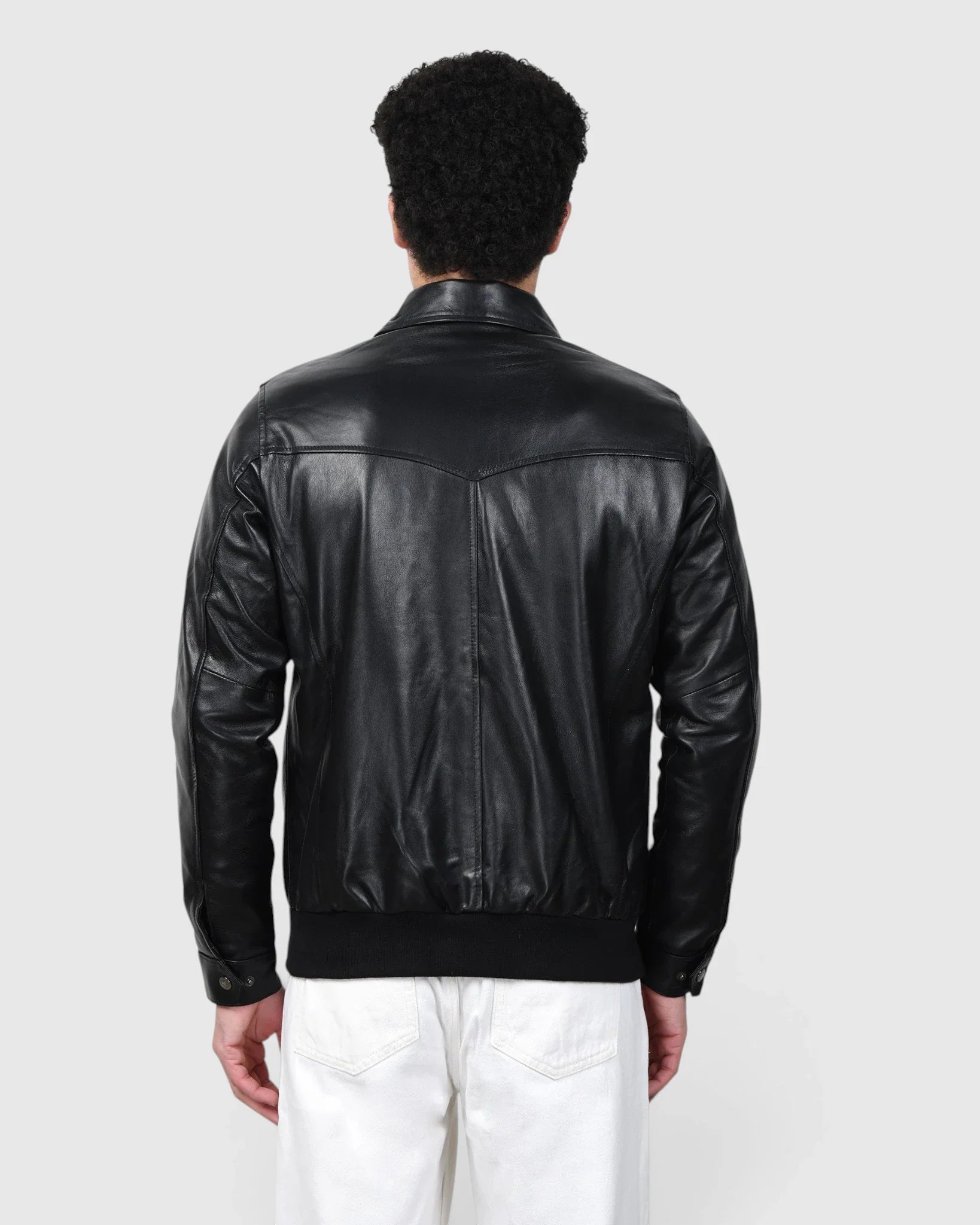 Heritage Drift Leather Bomber Jacket – Black
