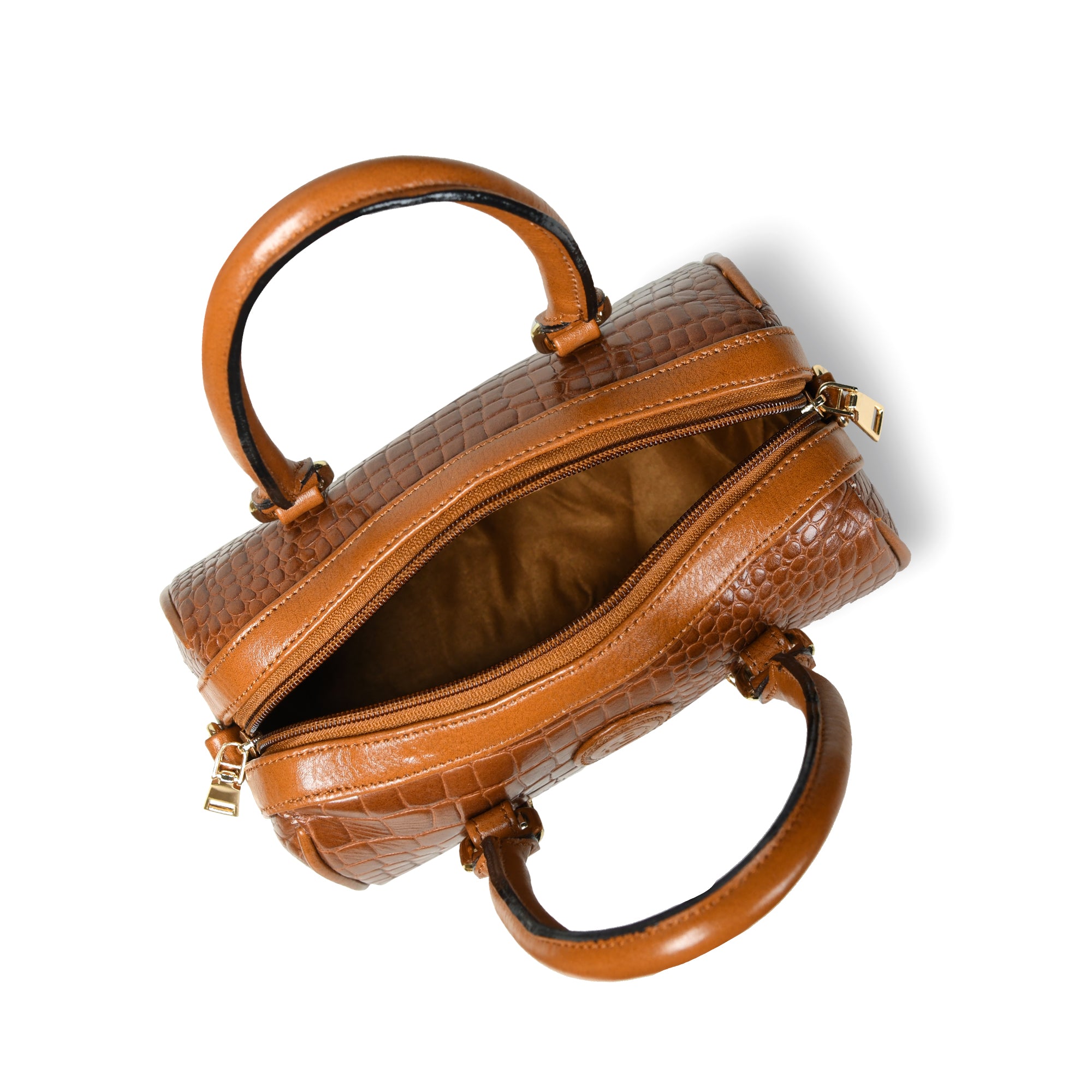 Emerald Luxe Croc Satchel - Brown Colour