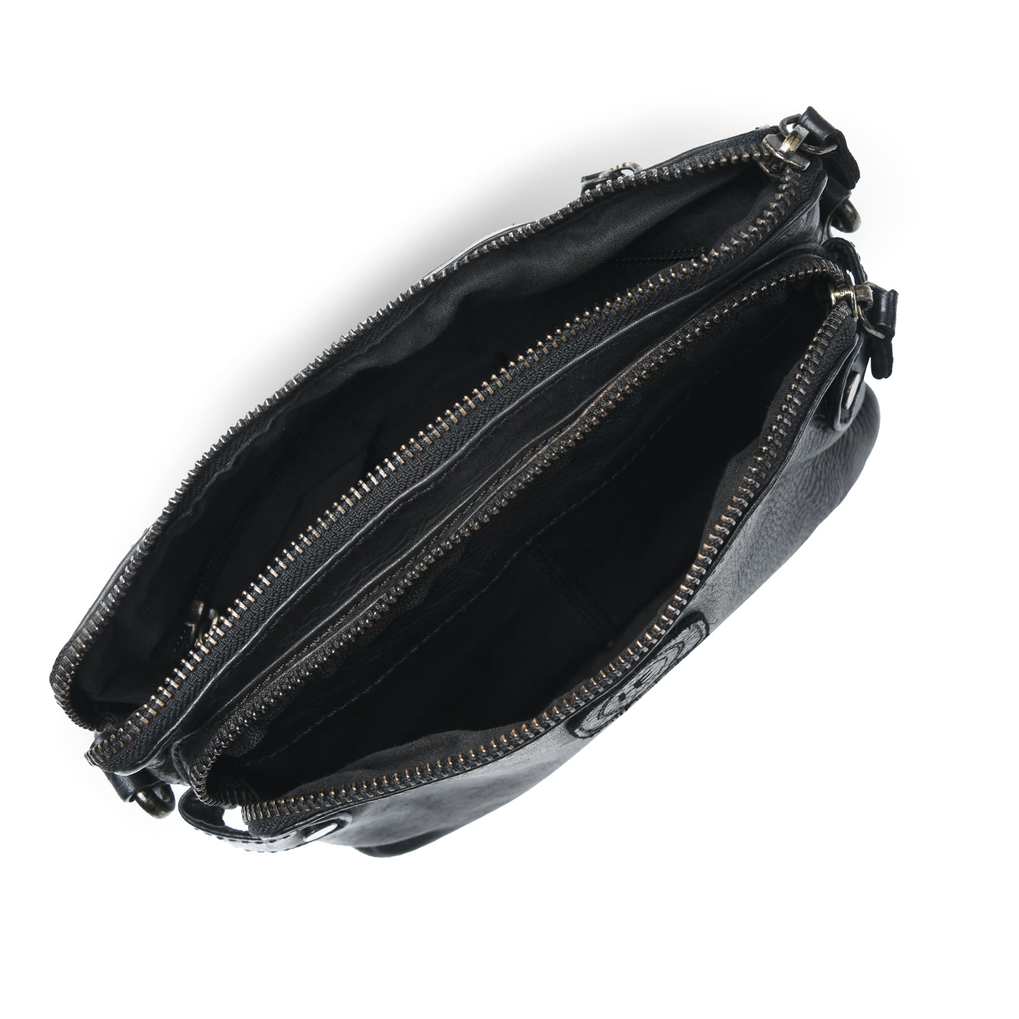 Classic Cognac Leather Women's Handbag - Black Colour