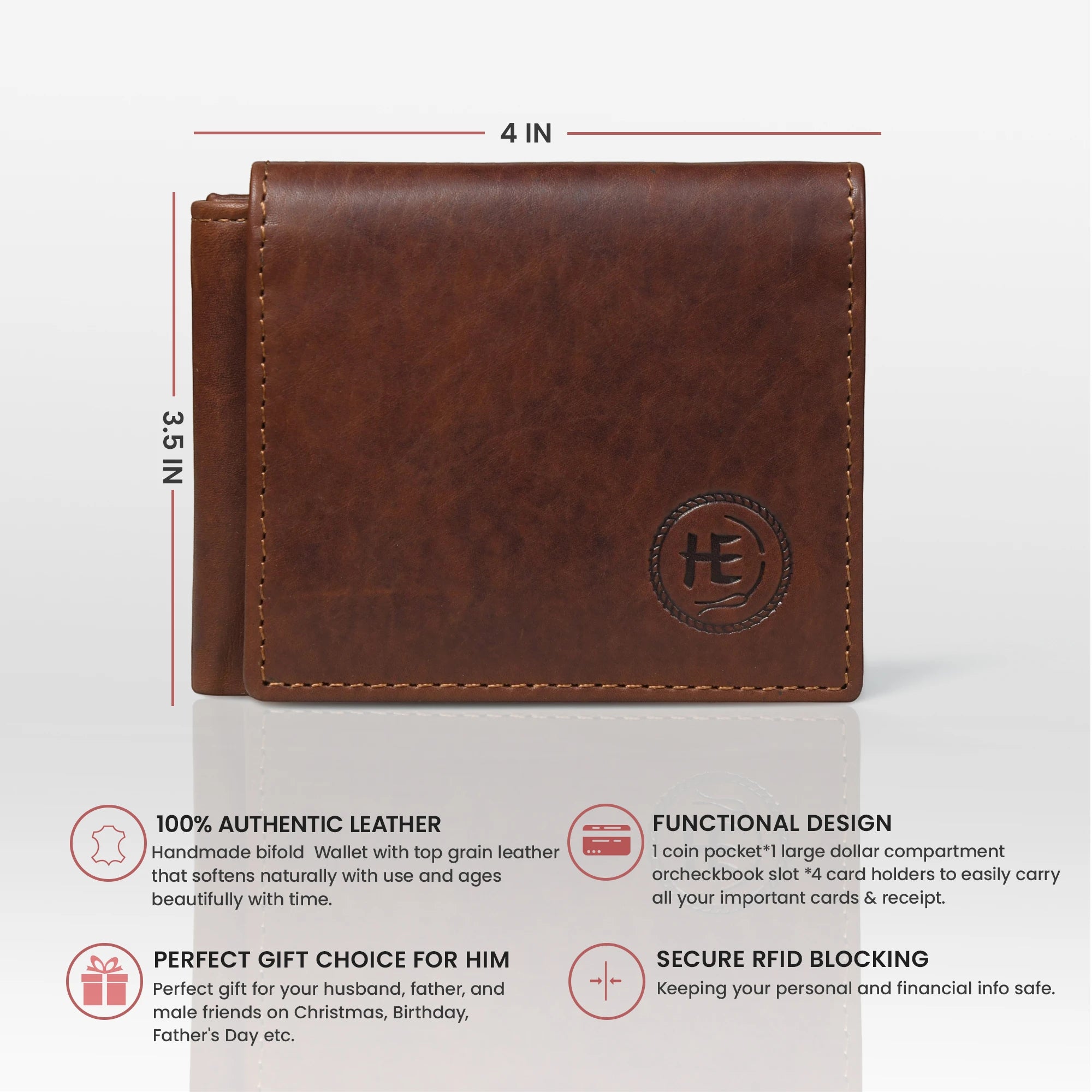 Sentinel Vintage RFID Leather Trifold Wallet – Tan Colour