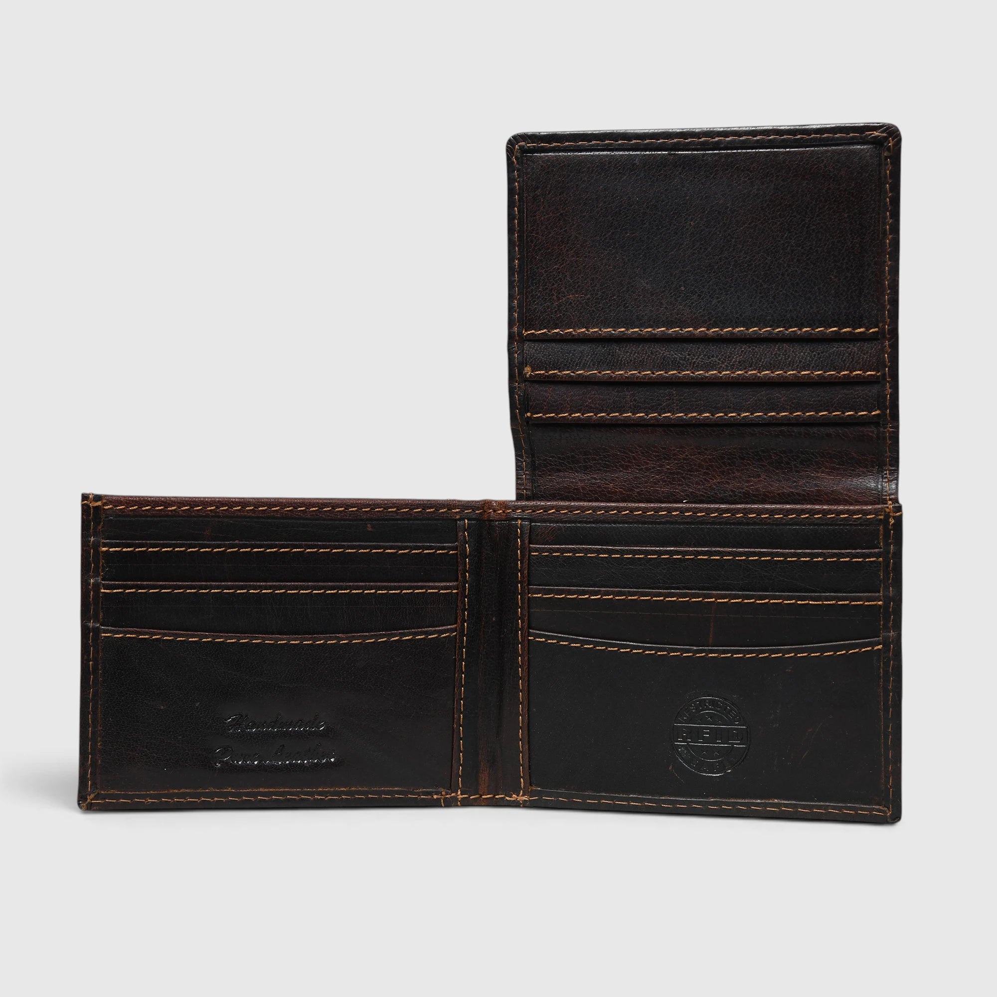 Sentinel Vintage RFID Leather Trifold Wallet – Espresso Brown
