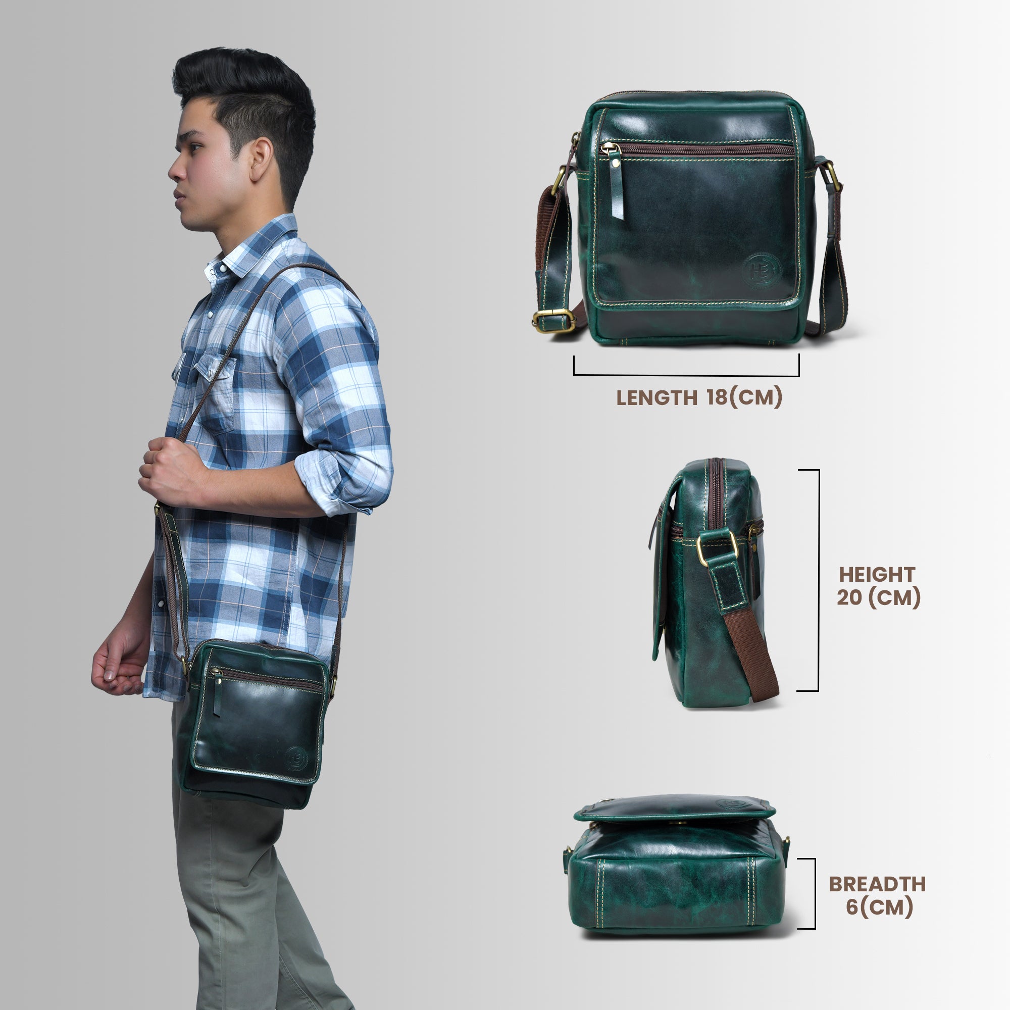 Explorer Vintage Leather Sling Bag - Rich Green
