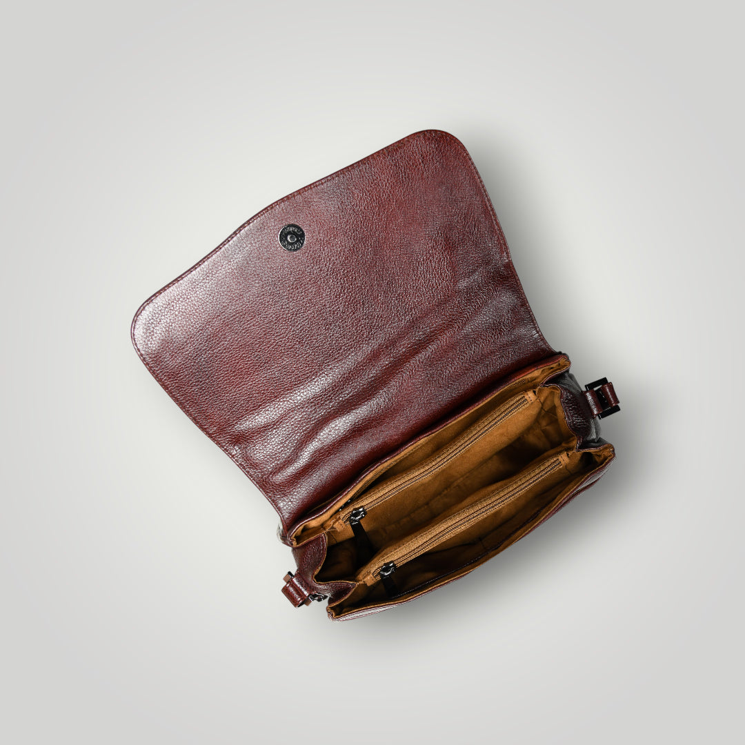 Midnight Opulence Satchel - Maroon colour