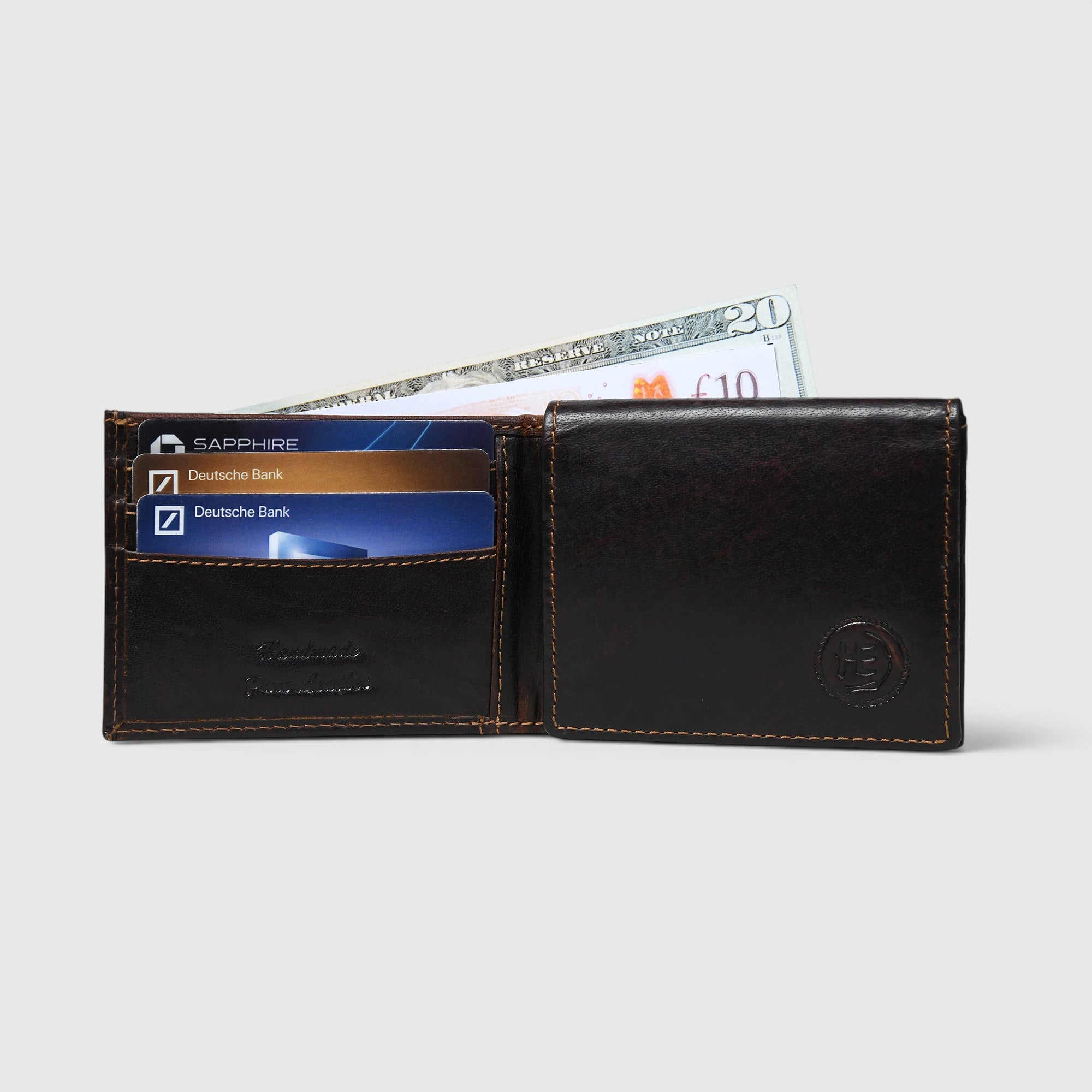 Sentinel Vintage RFID Leather Trifold Wallet – Espresso Brown