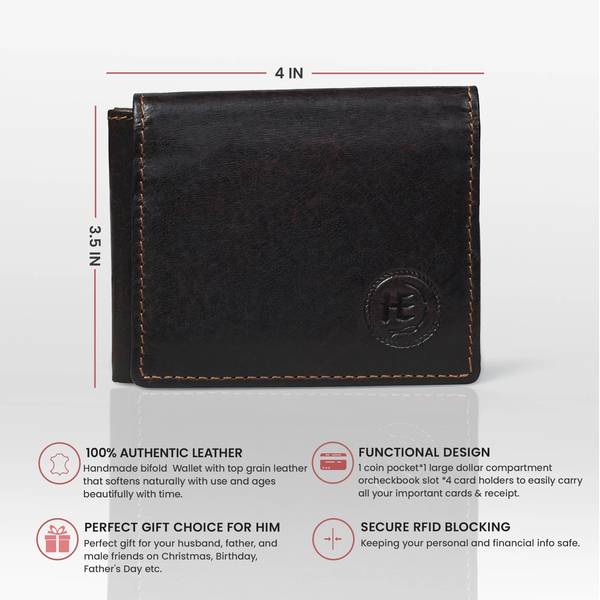 Sentinel Vintage RFID Leather Trifold Wallet – Espresso Brown