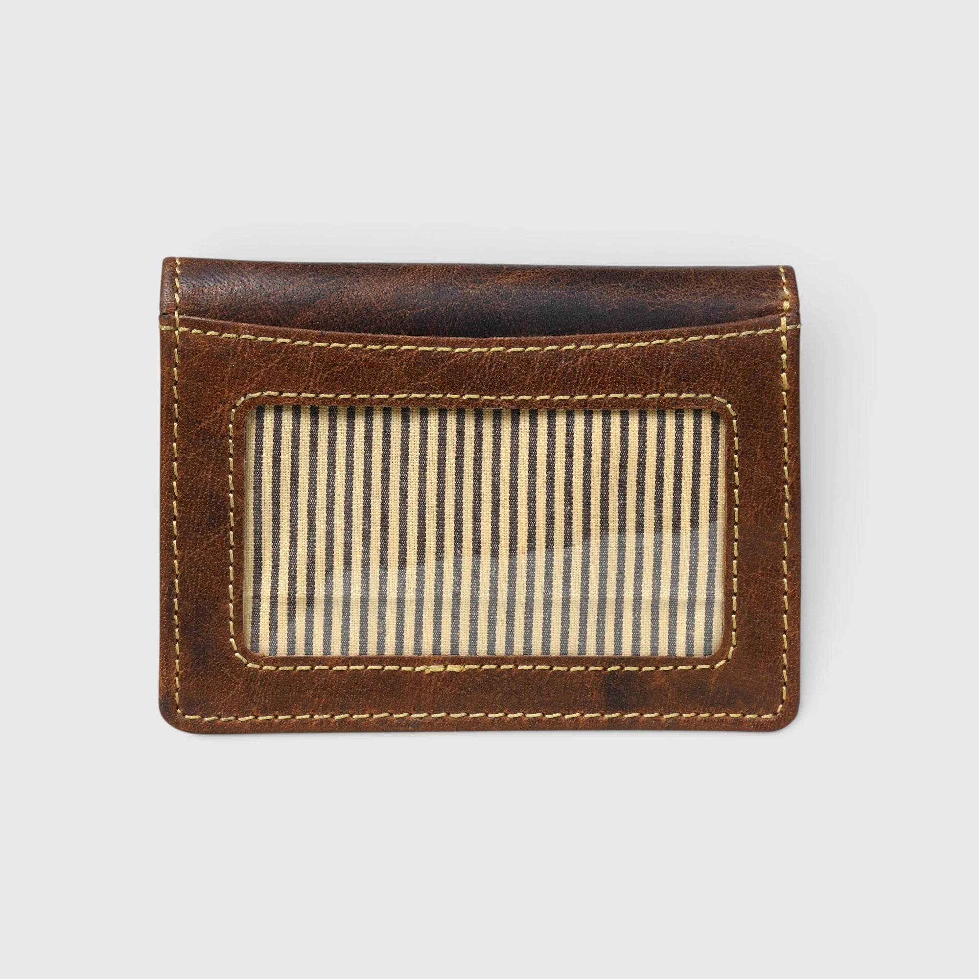 Emerald Regency Compact Vintage Leather Card Wallet - Espresso brown