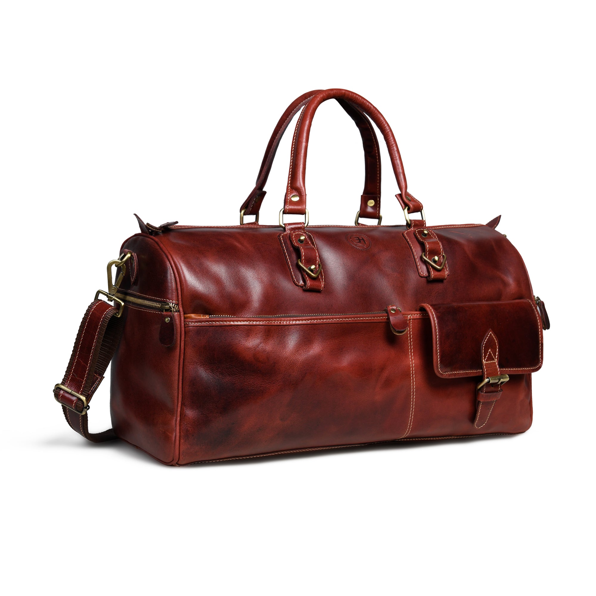 The Odyssey Leather Travel Duffel - Cherry Red Colour