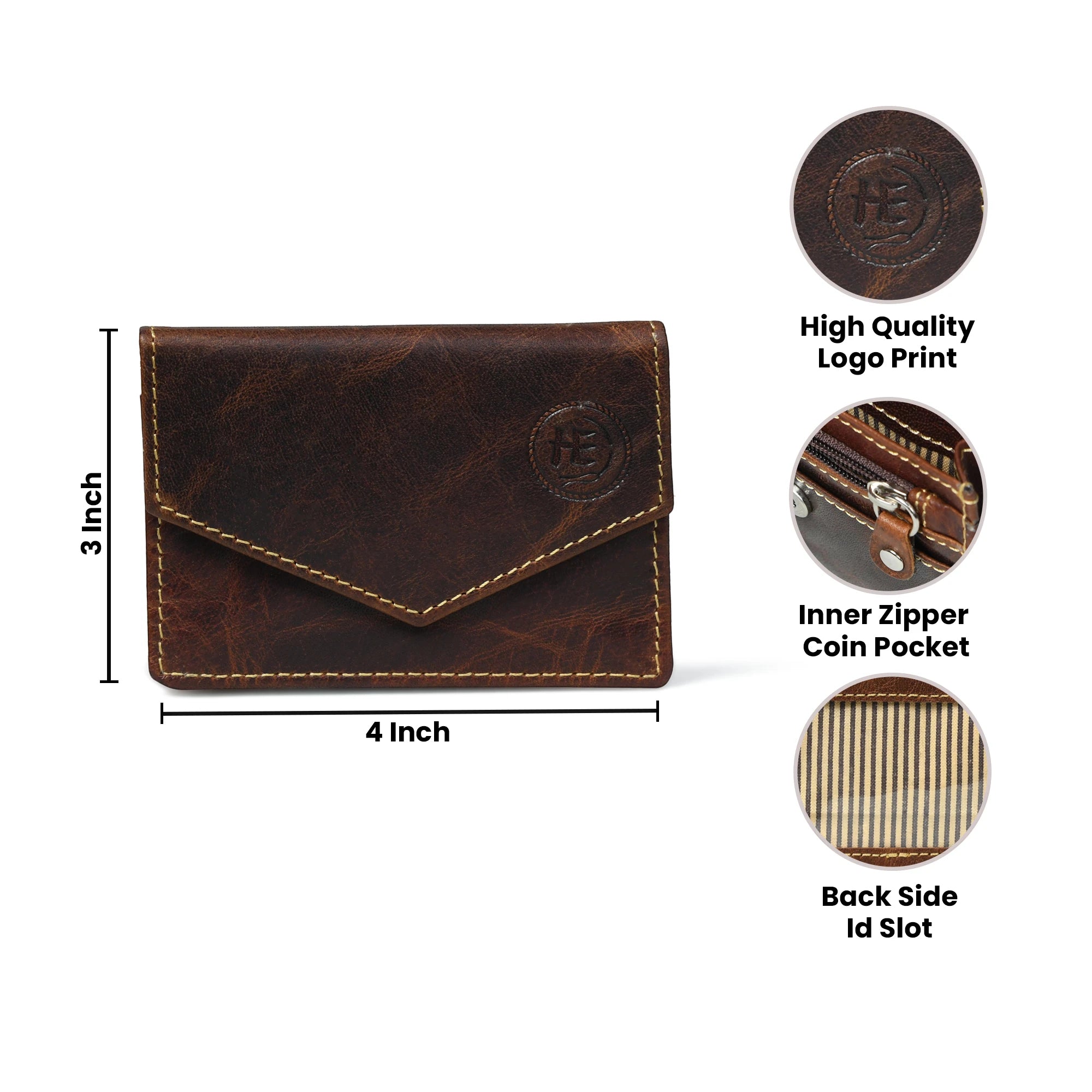 Emerald Regency Compact Vintage Leather Card Wallet - Espresso brown