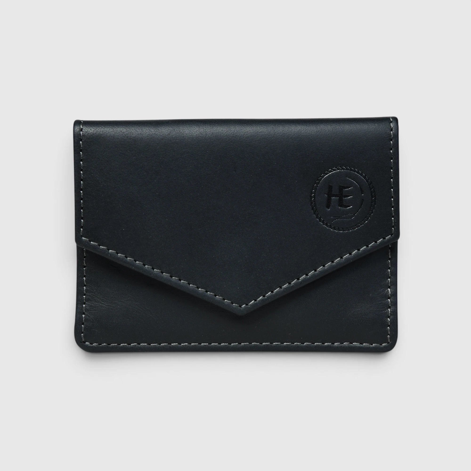 Emerald Regency Compact Vintage Leather Card Wallet - Black Colour